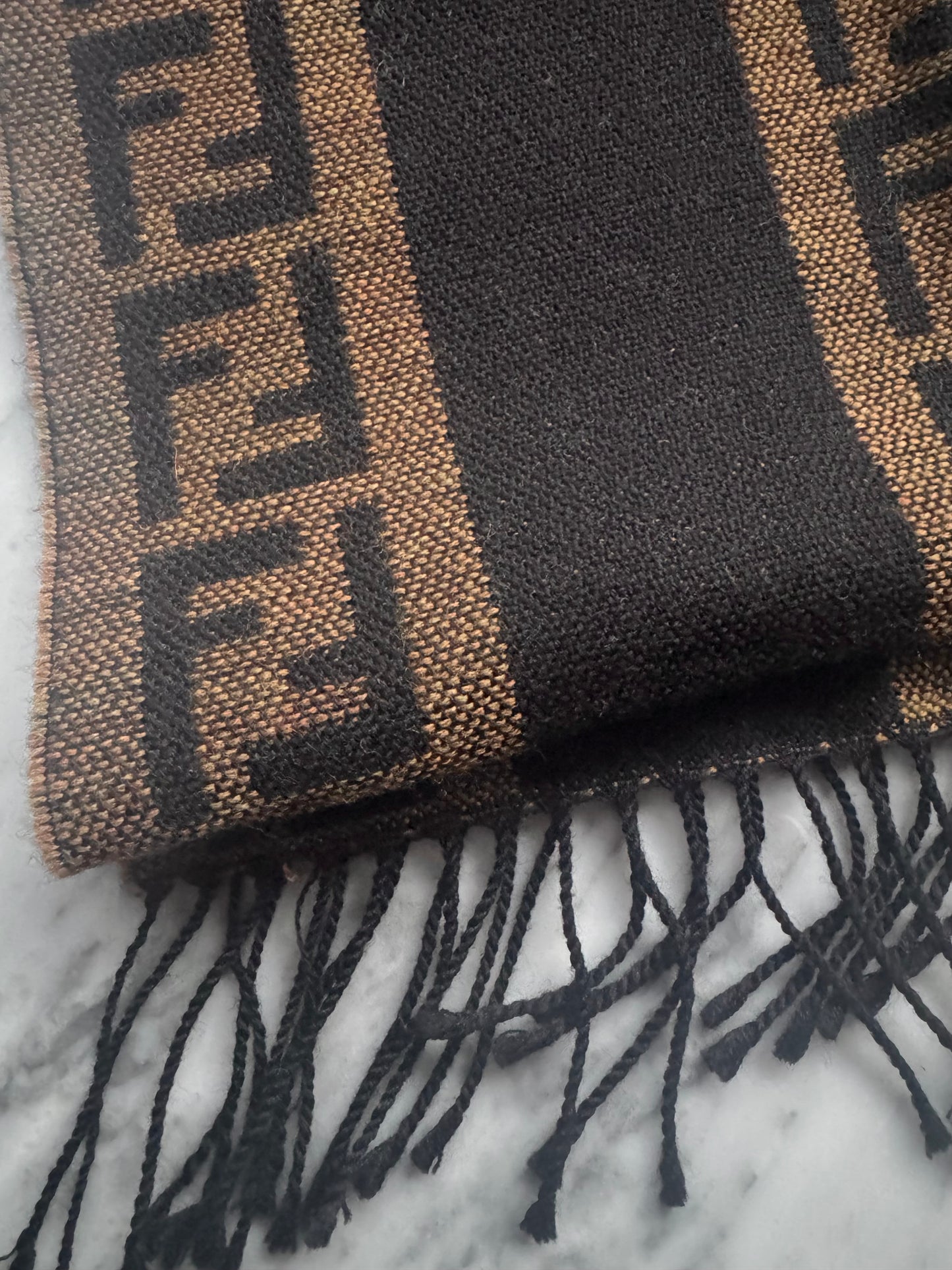 Vintage Fendi Wool Scarf - Black & Brown
