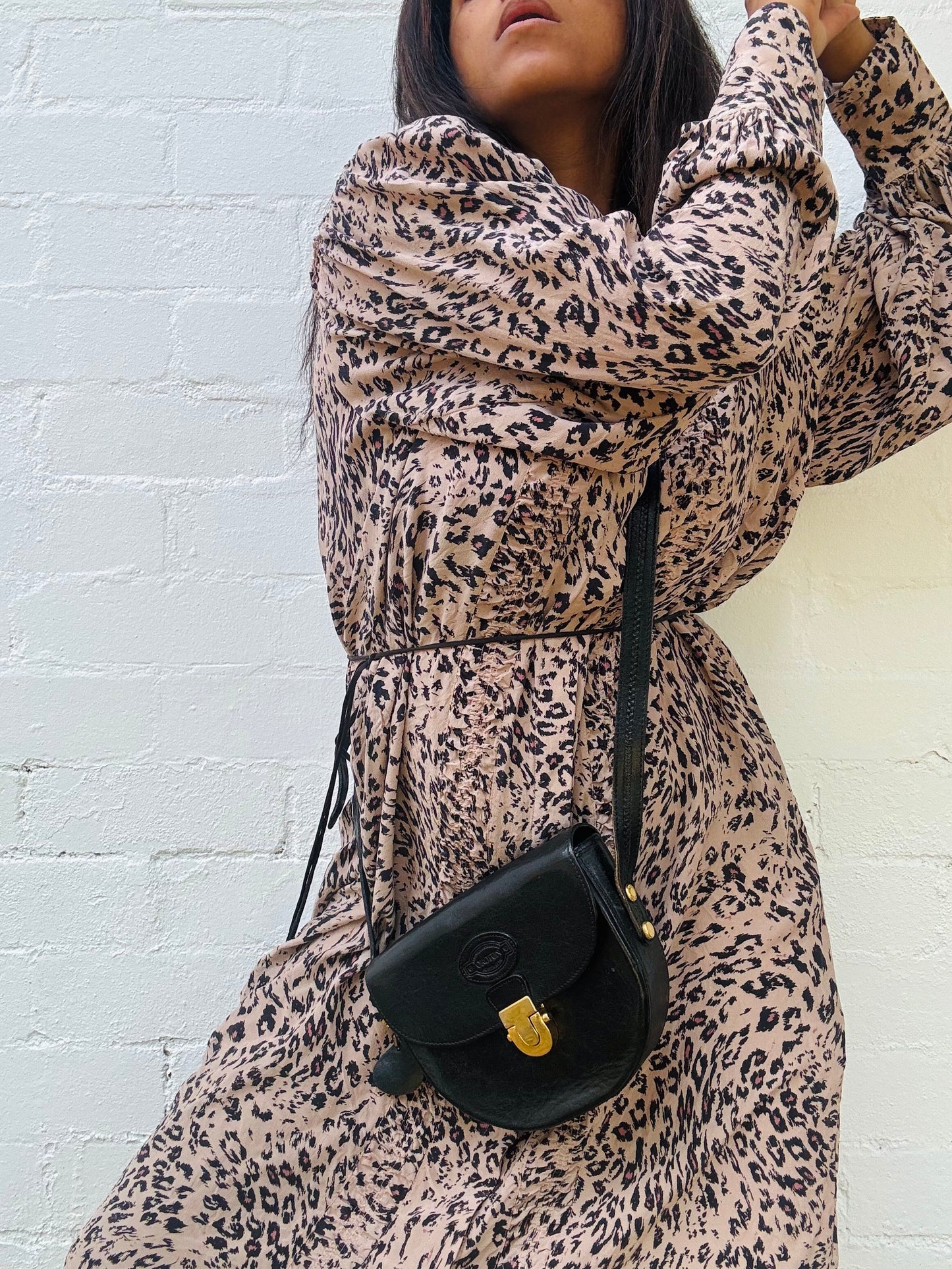 Vintage Oroton Black Leather Cross Body Bag