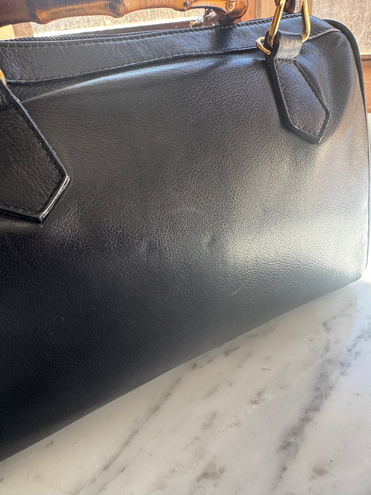 Vintage GUCCI Bamboo Top Handle Bag – Black Leather