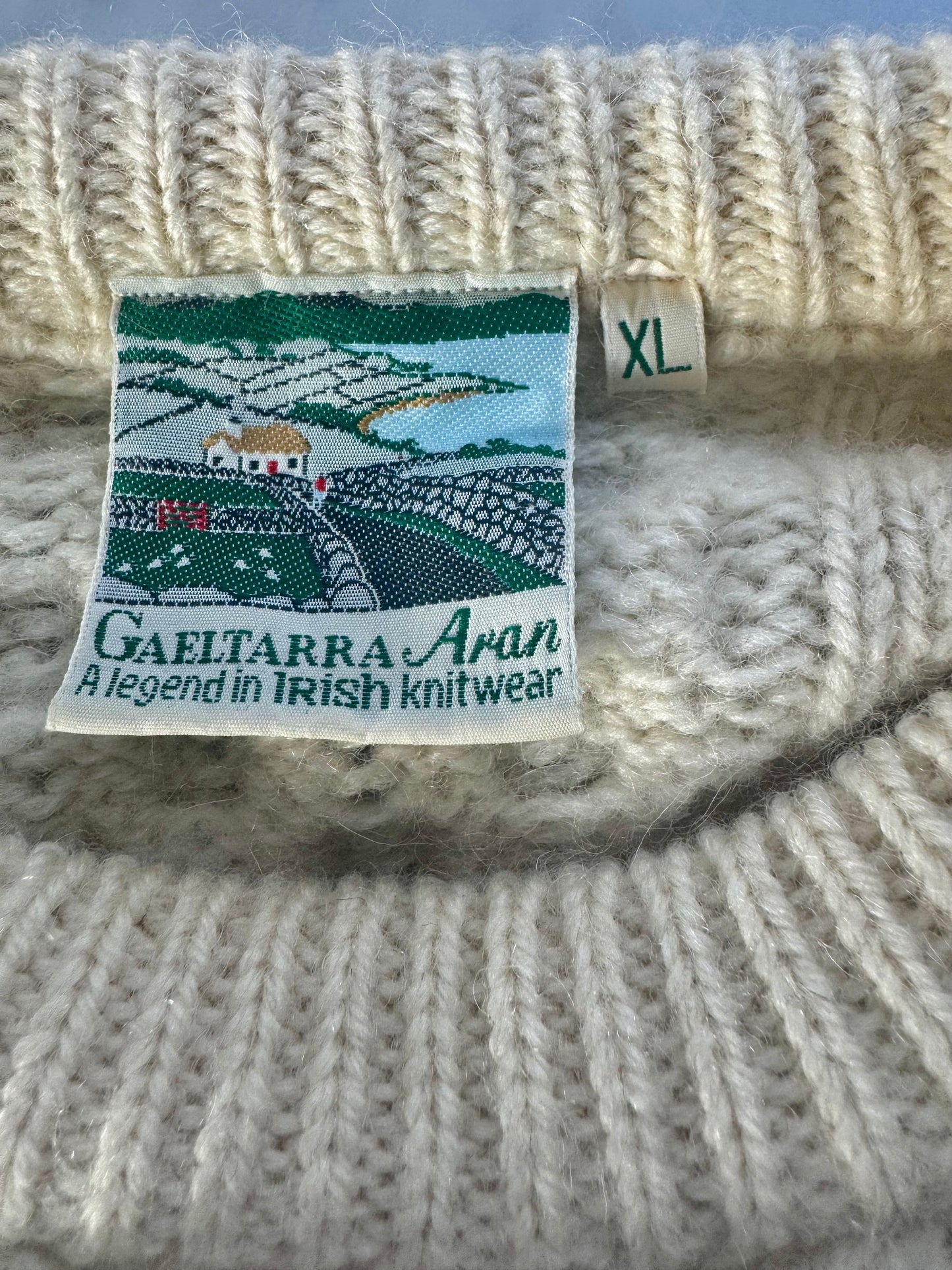 Vintage Irish Aran Knit Sweater - Cream