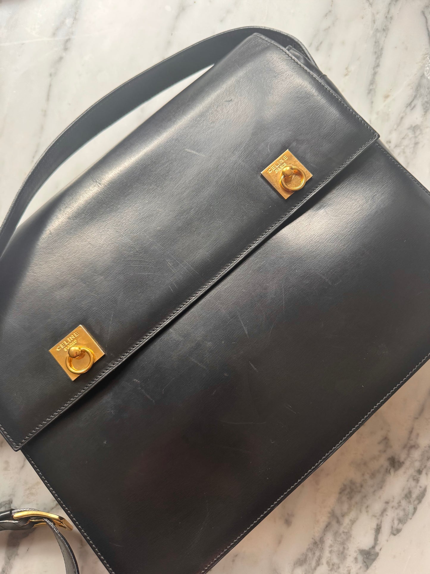 Rare Vintage Laptop Bag in Black Leather