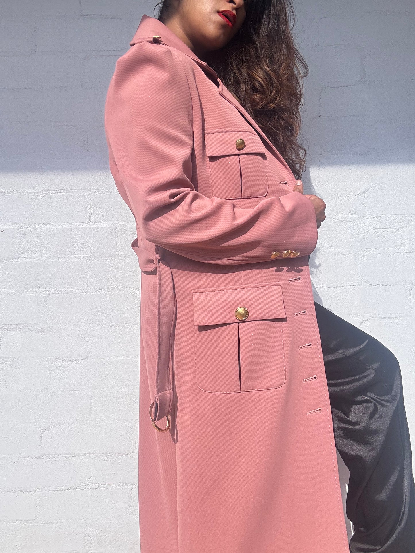 Long Spring Coat - Dusty Pink