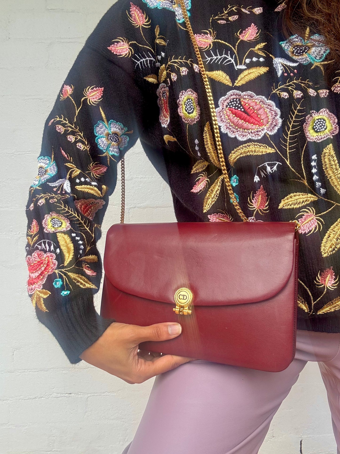 Extremely Rare Color Vintage Dior Shoulder Bag in Bordeaux