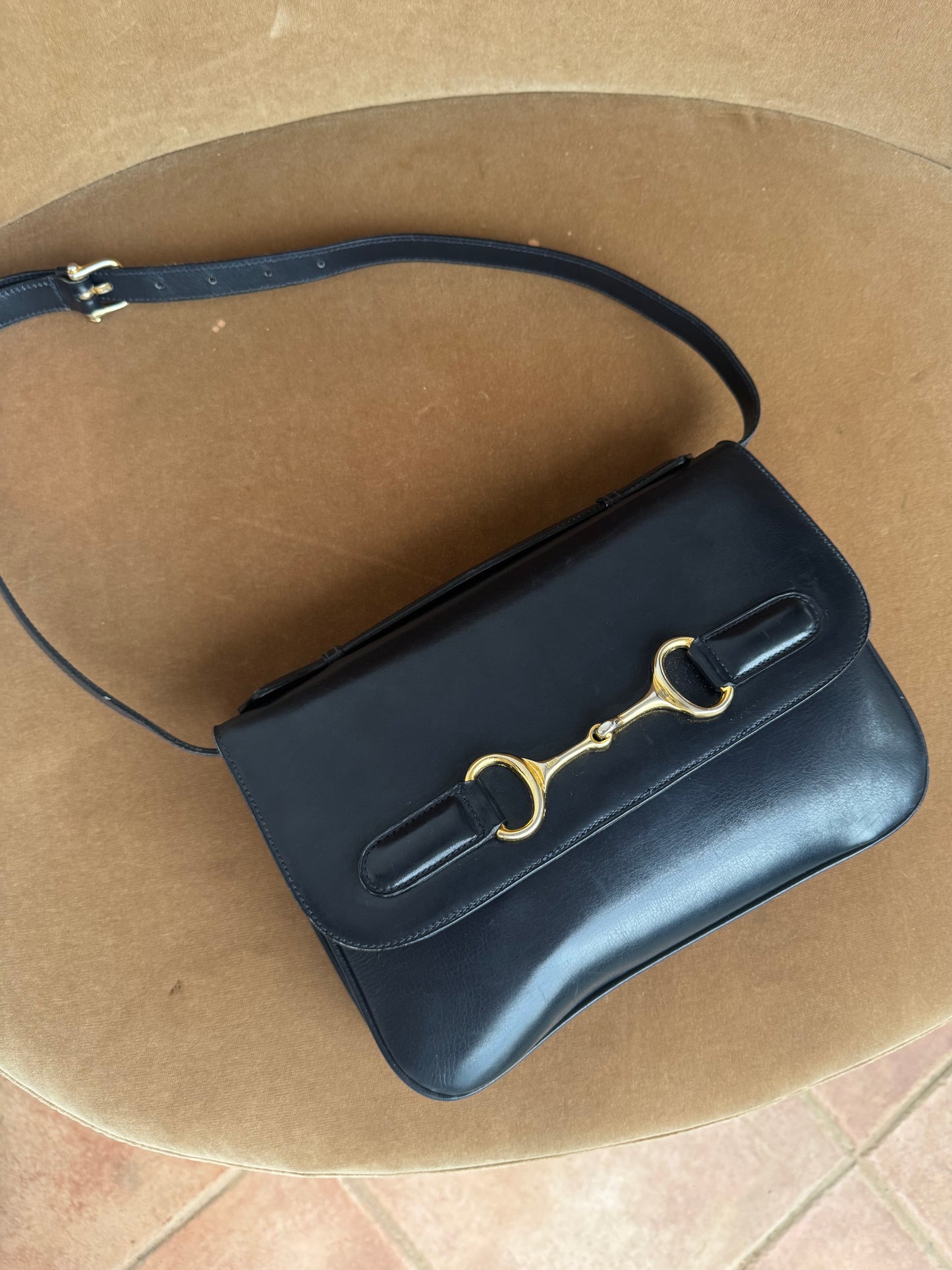 Vintage Céline Horsebit Leather Shoulder Bag