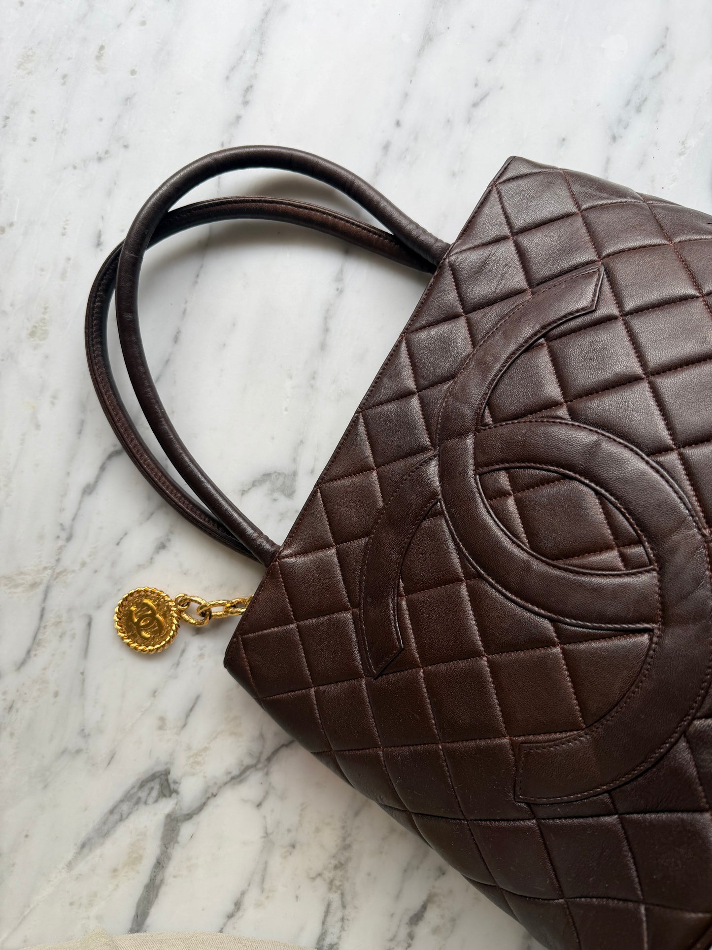 Vintage Chanel Medallion Tote - Chocolate Brown