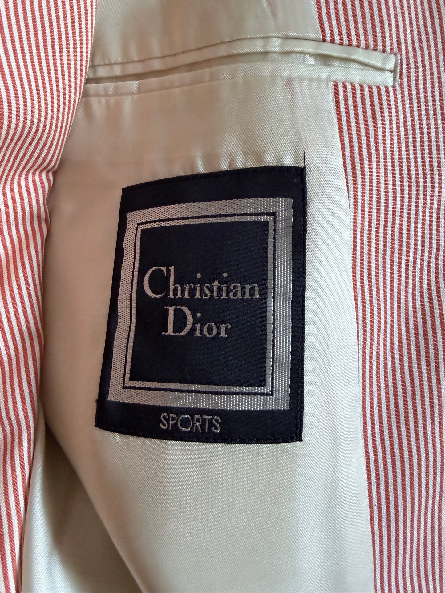 Authentic Dior Pinstripe Cotton Blazer - Coral