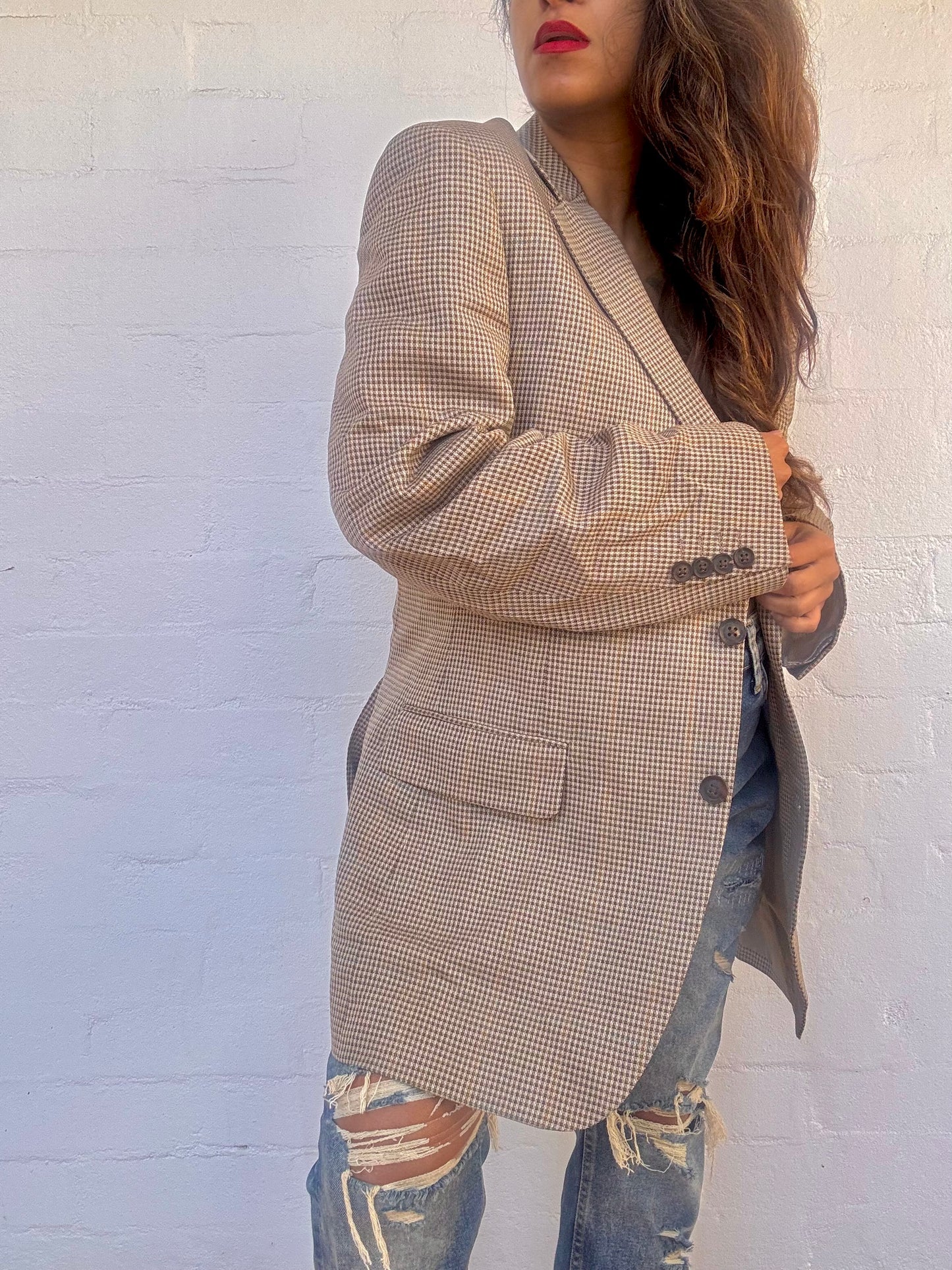 Vintage Burberry’s Silk & Wool Check Blazer
