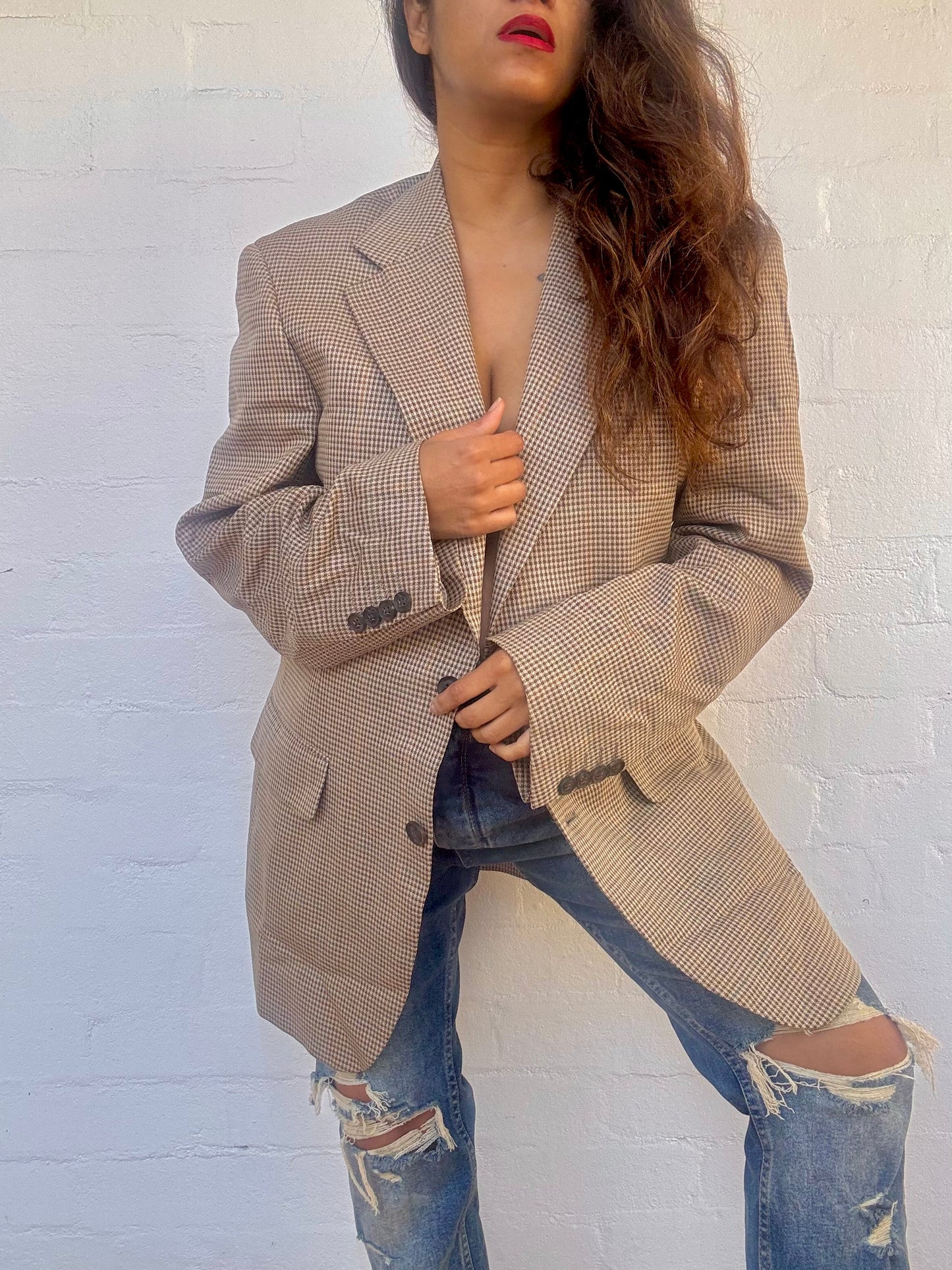 Vintage Burberry’s Silk & Wool Check Blazer