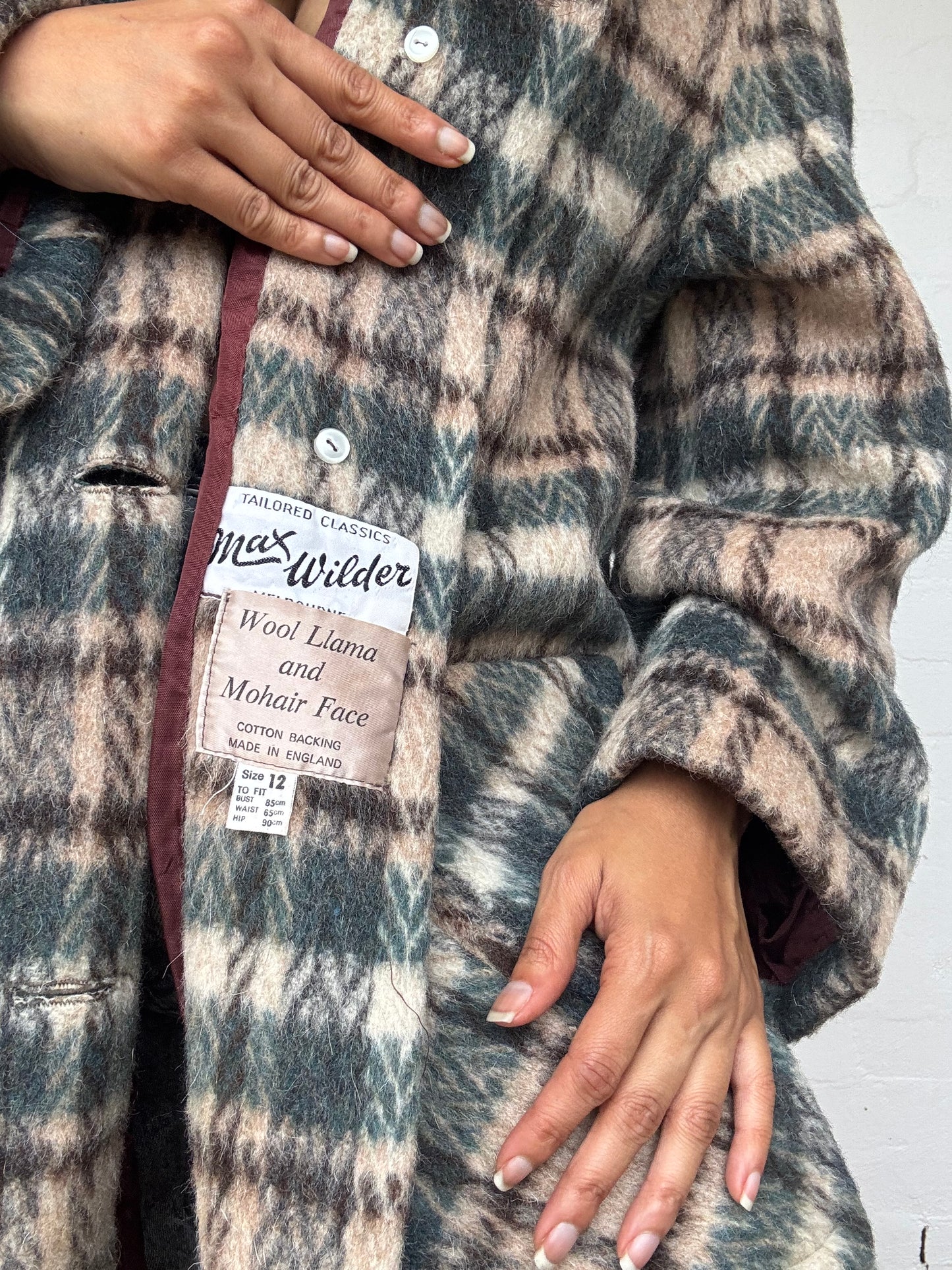 Vintage Plaid Mohair & Wool Coat - Made in England