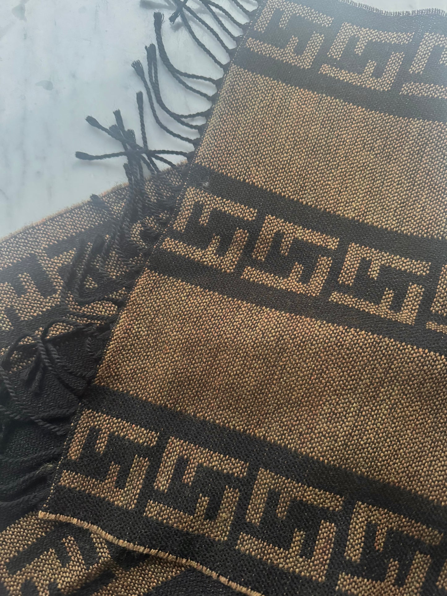 Vintage Fendi Wool Scarf - Black & Brown