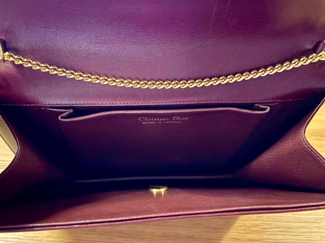 Extremely Rare Color Vintage Dior Shoulder Bag in Bordeaux
