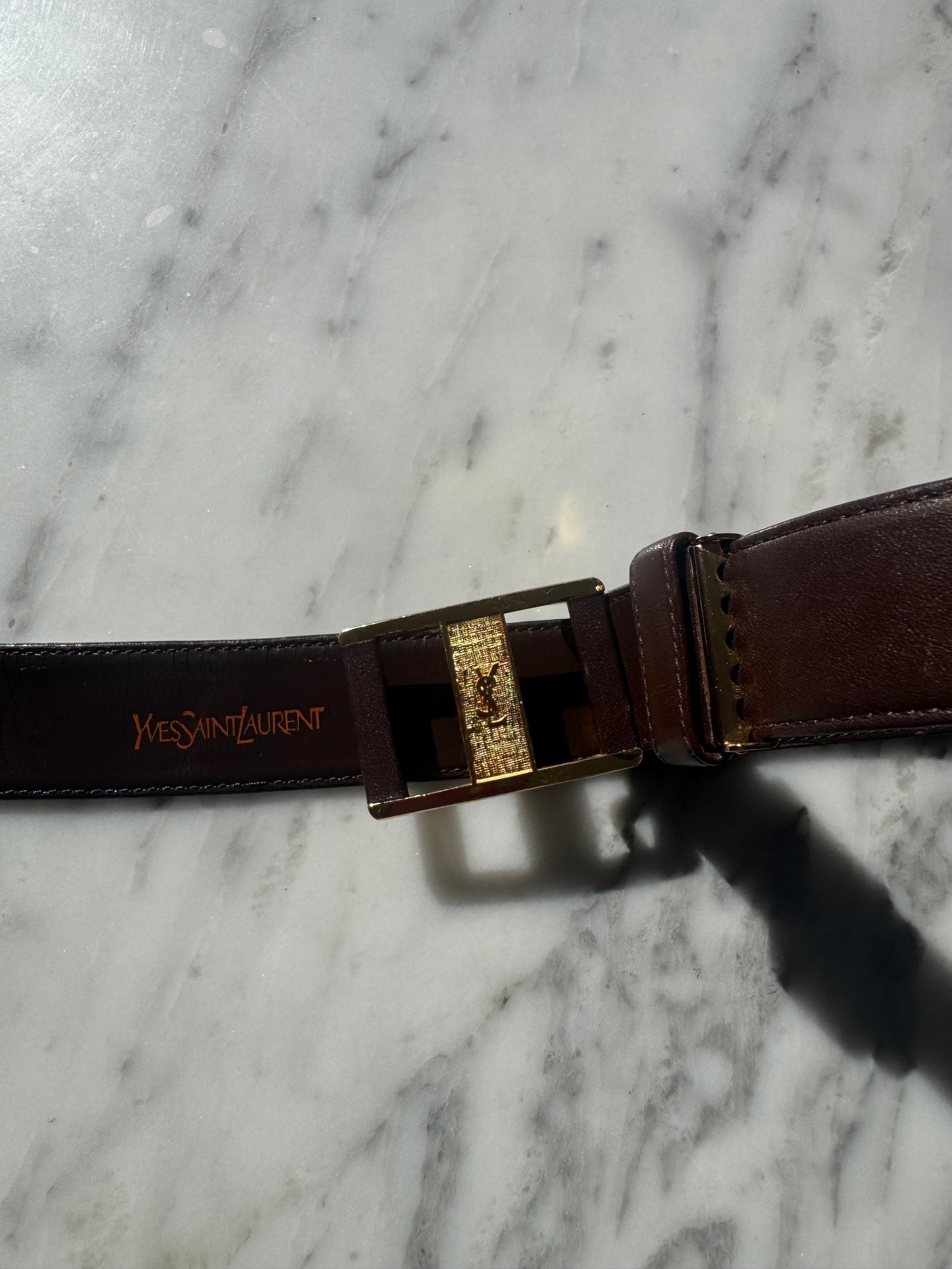 Rare Vintage YSL Brown Leather Belt – Iconic French Elegance