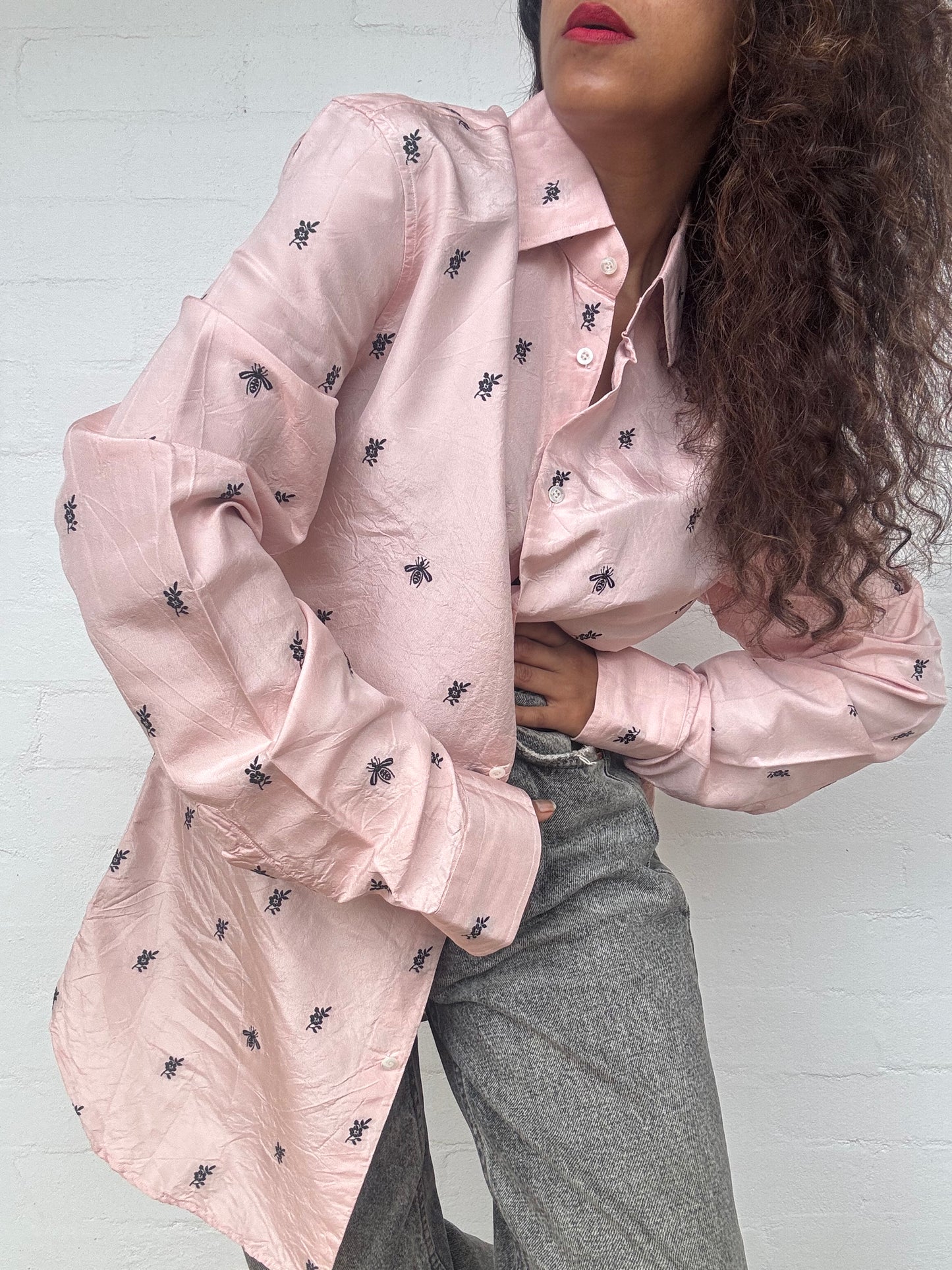 GUCCI Silk Bee & Flower Shirt