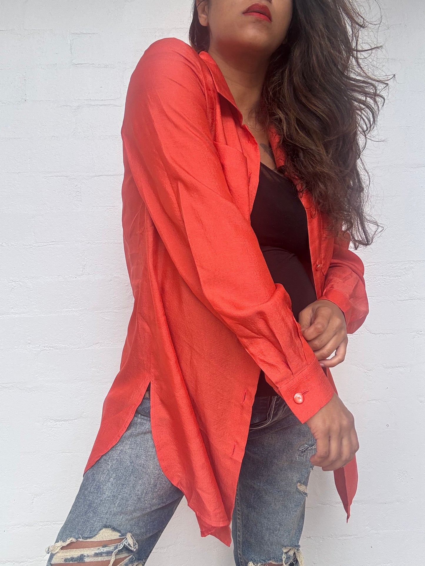 Vintage Fendi Silk Shirt - Orange