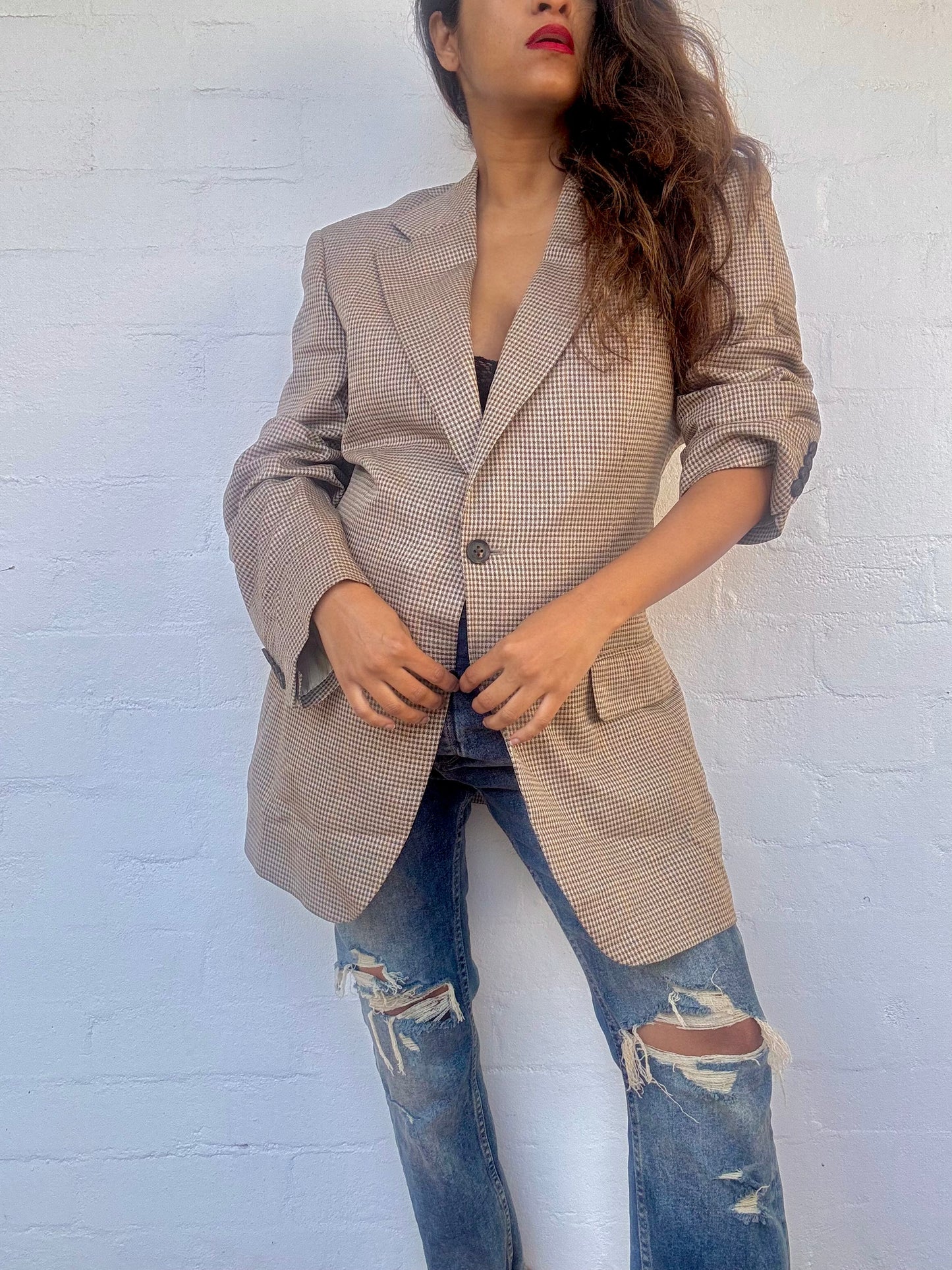 Vintage Burberry’s Silk & Wool Check Blazer