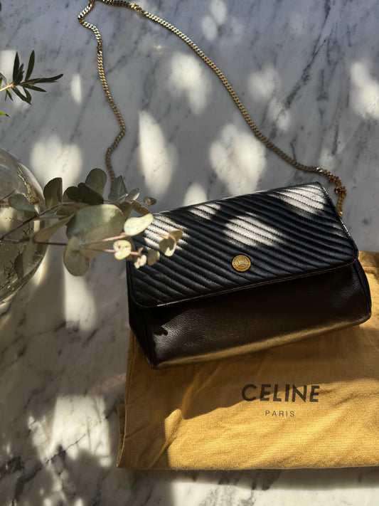 Vintage Celine Triomphe Chain Shoulder & Clutch Bag