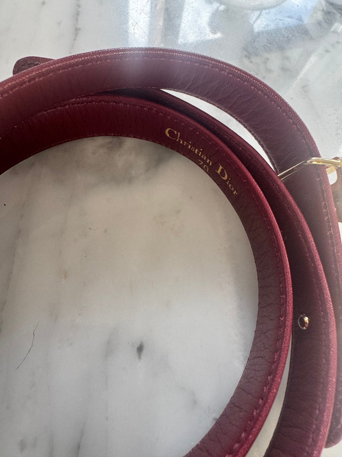 Vintage Christian Dior Bordeaux Leather Belt