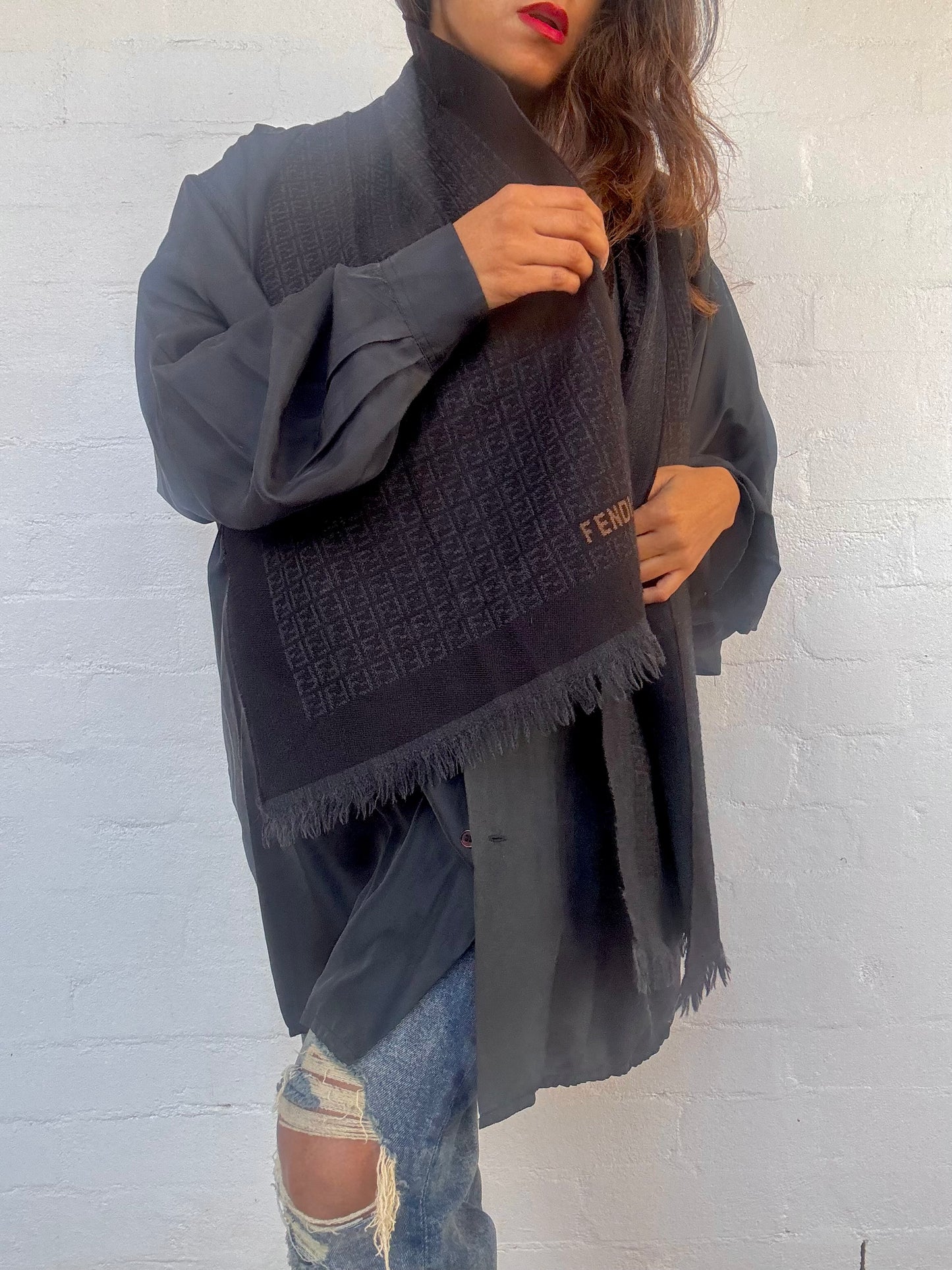 Vintage Fendi Wool Scarf - Zucca Print
