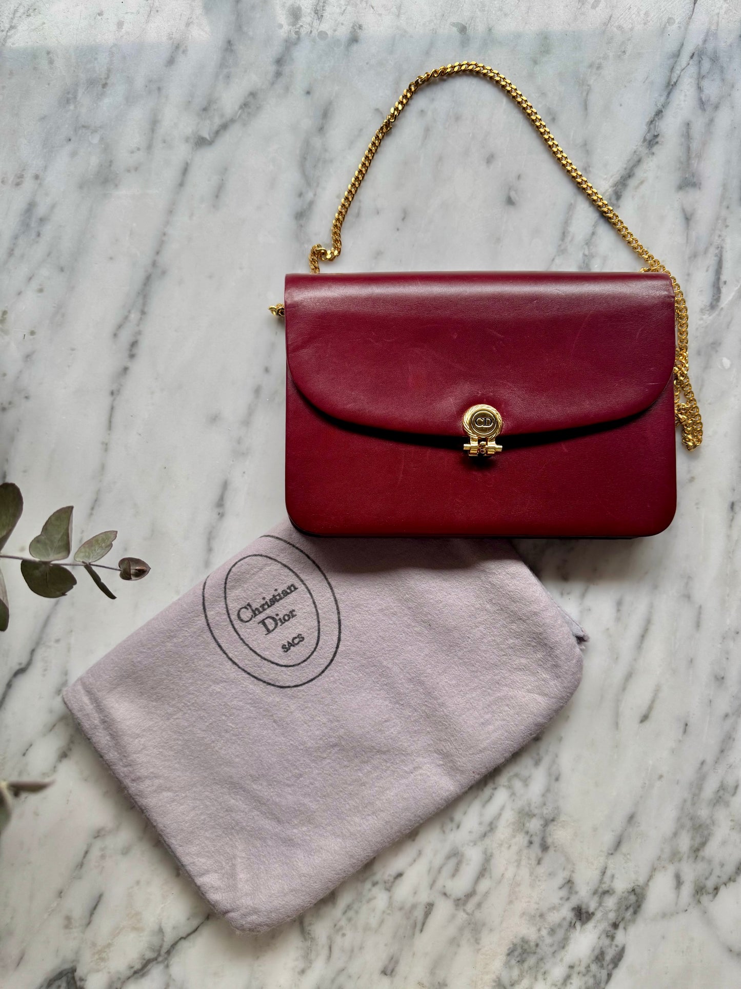 Extremely Rare Color Vintage Dior Shoulder Bag in Bordeaux