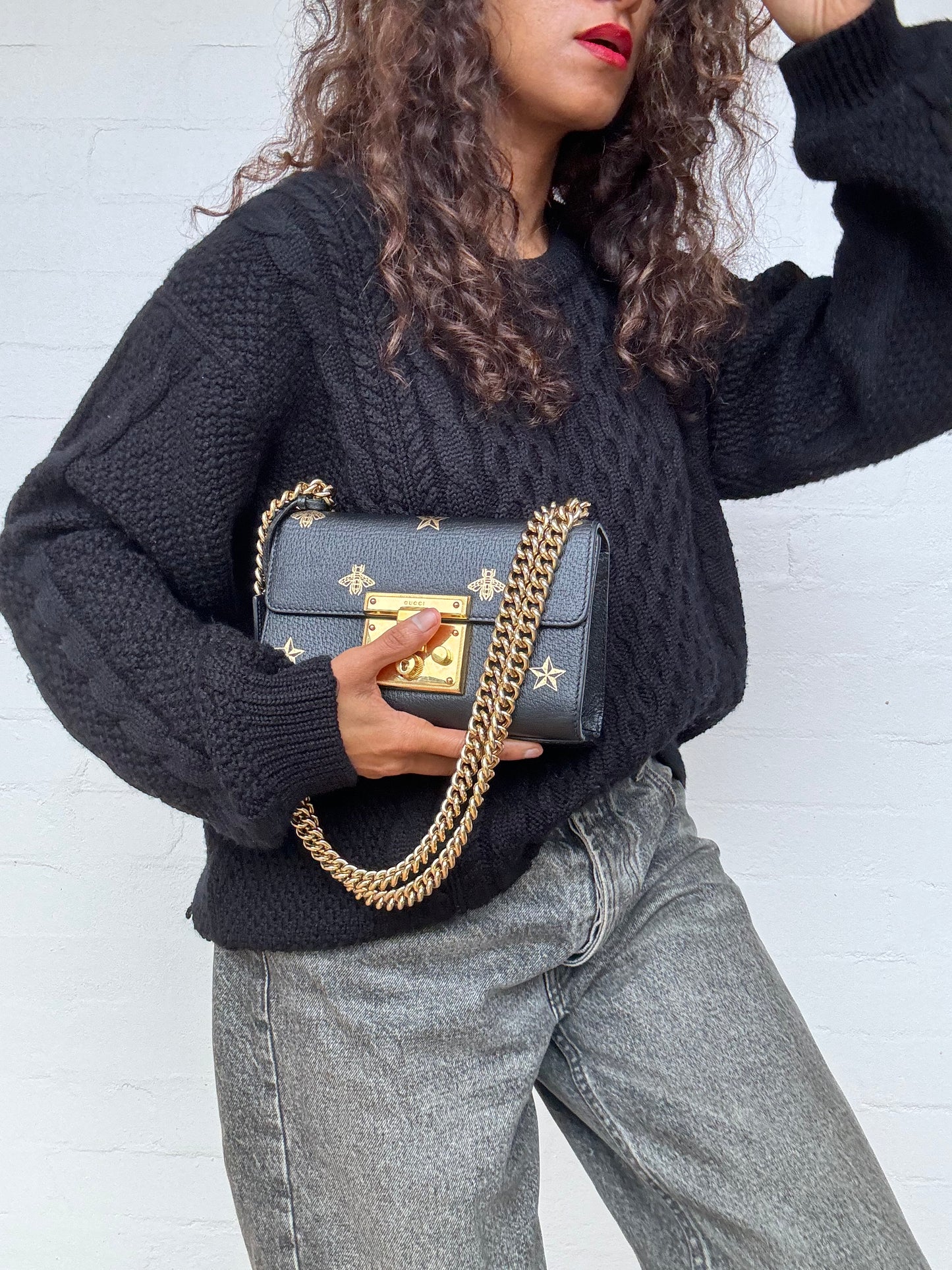 Authentic Gucci Padlock Bee Star Shoulder Bag