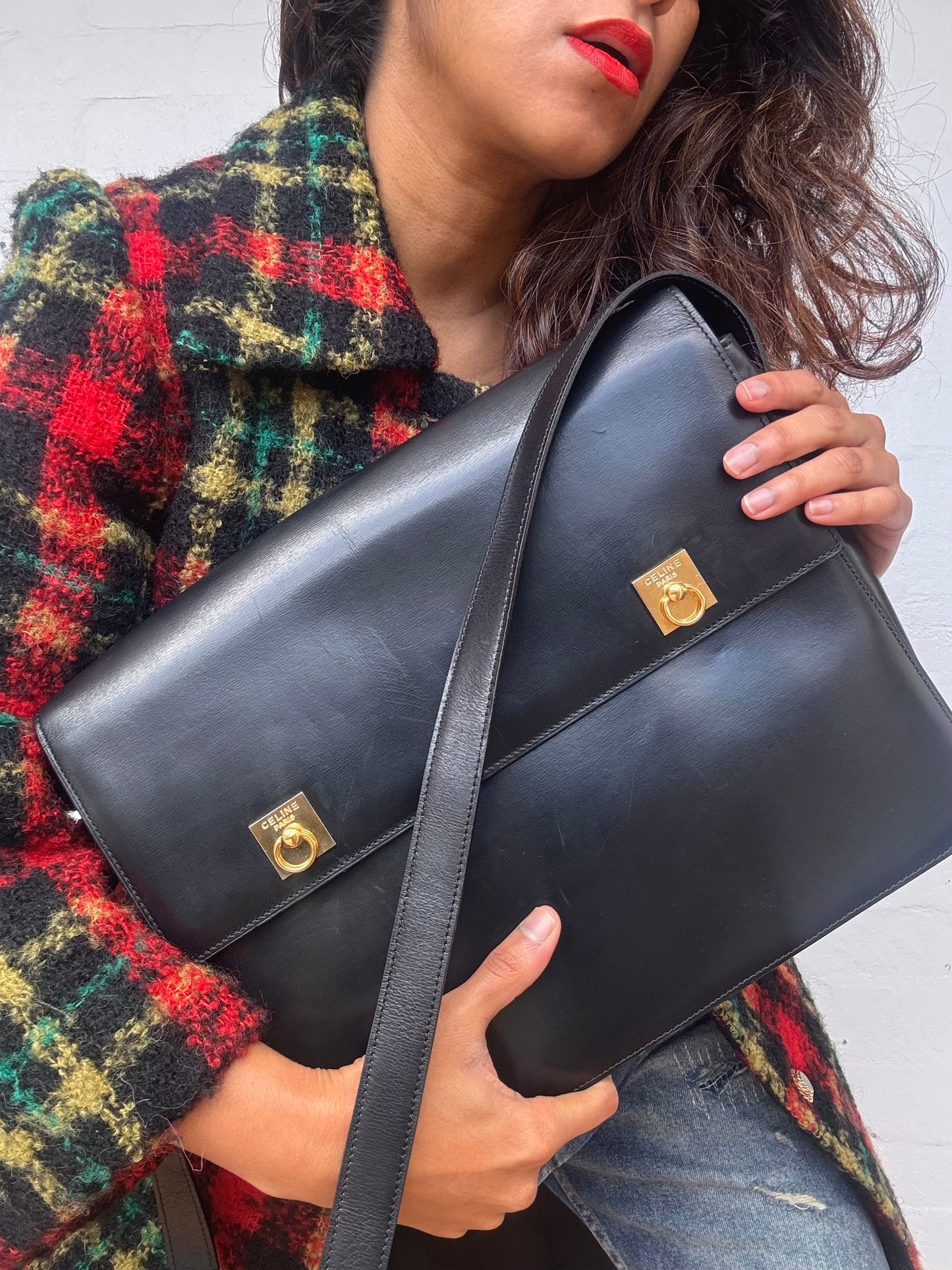 Rare Vintage Laptop Bag in Black Leather