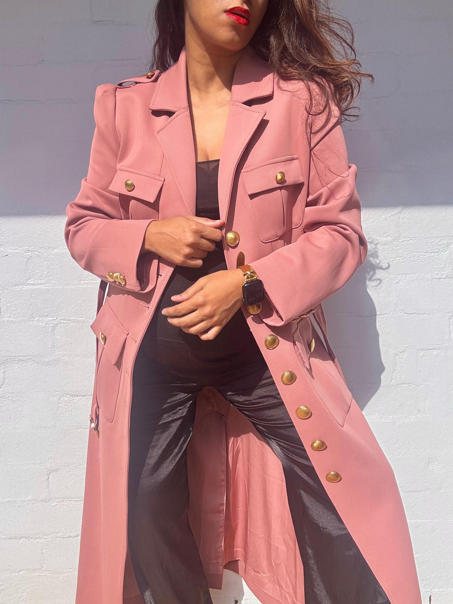 Long Spring Coat - Dusty Pink
