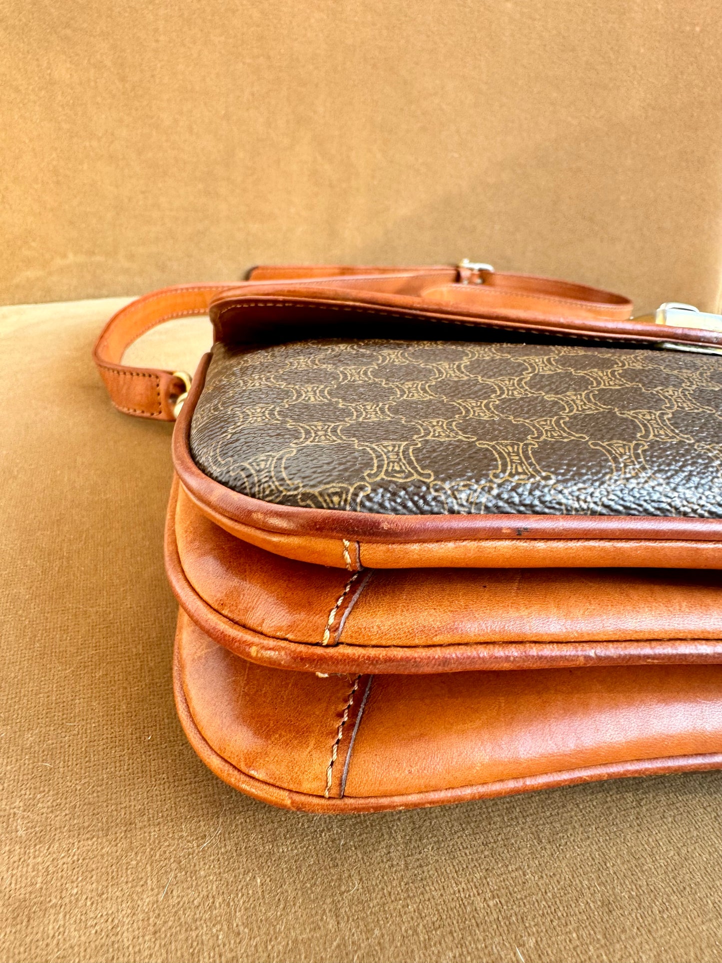 Authentic Vintage Celine Brown Macadam Canvas Shoulder Bag