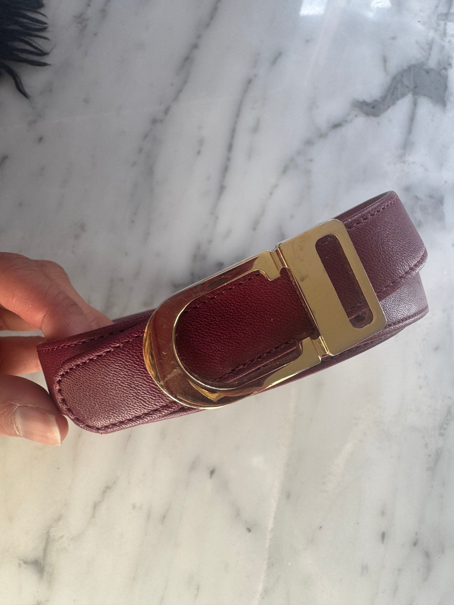Vintage Christian Dior Bordeaux Leather Belt