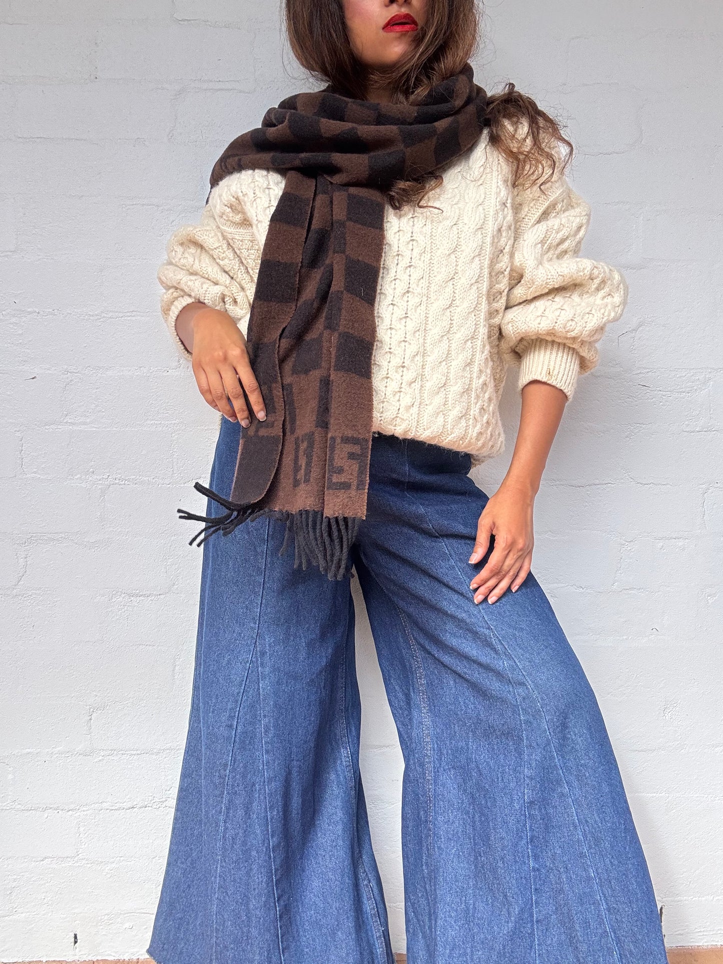 Vintage Fendi Wool Scarf - Dark Brown