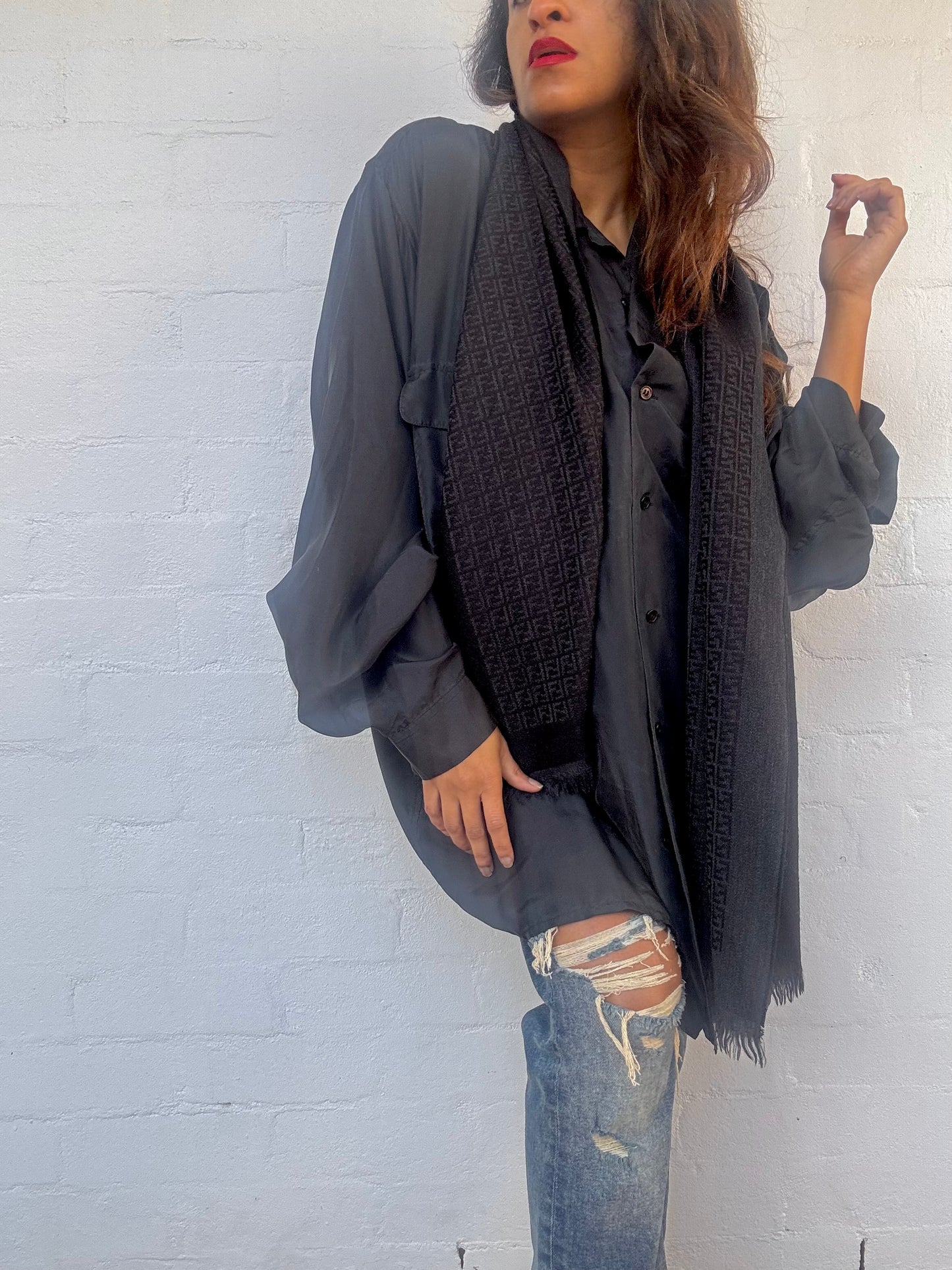 Vintage Fendi Wool Scarf - Zucca Print