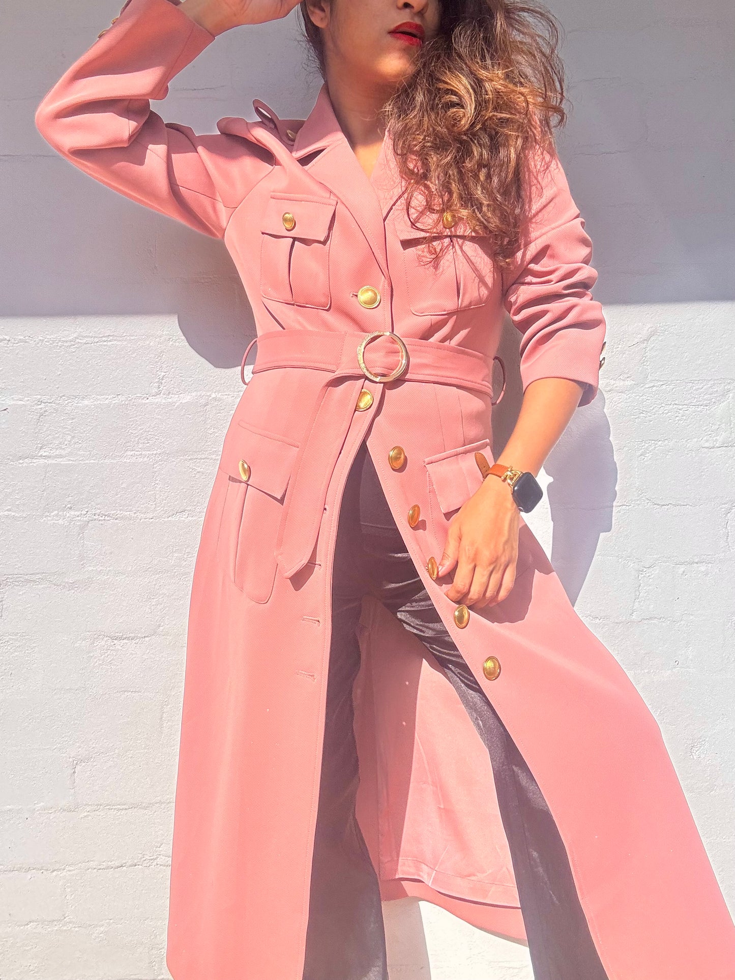 Long Spring Coat - Dusty Pink