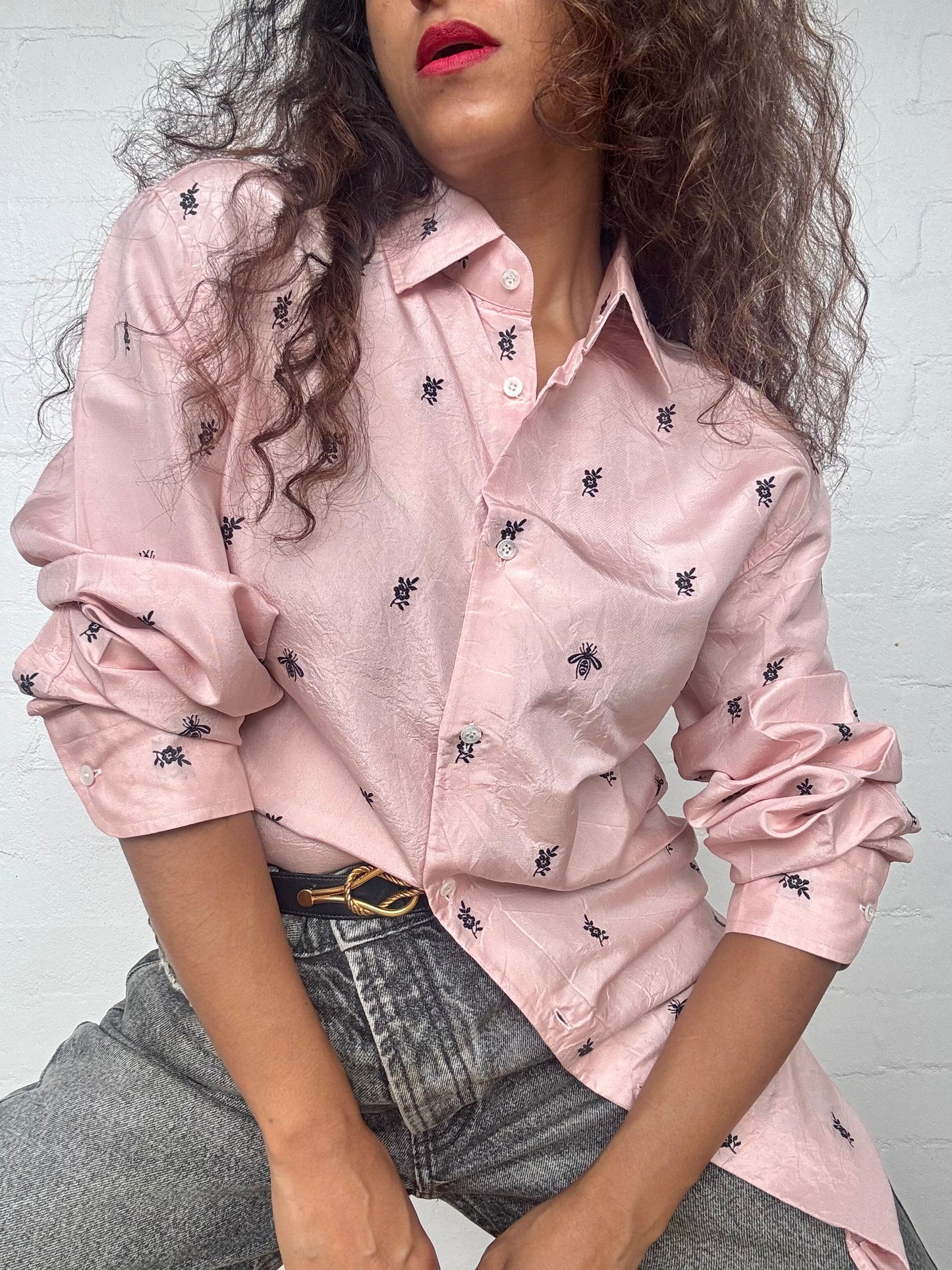 GUCCI Silk Bee & Flower Shirt