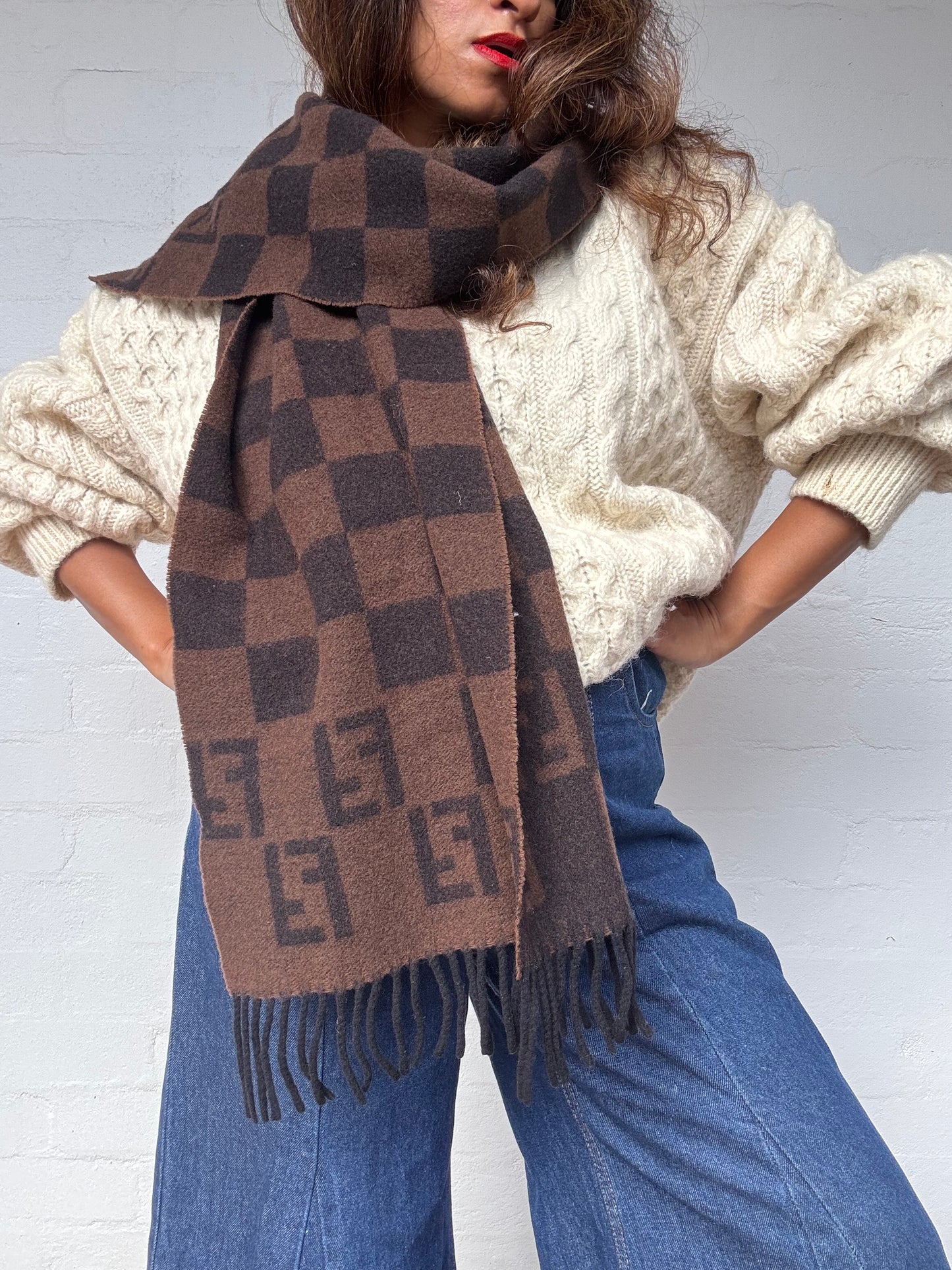 Vintage Fendi Wool Scarf - Dark Brown