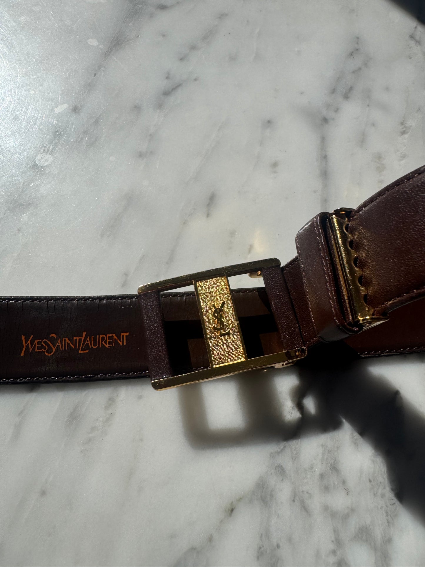 Rare Vintage YSL Brown Leather Belt – Iconic French Elegance