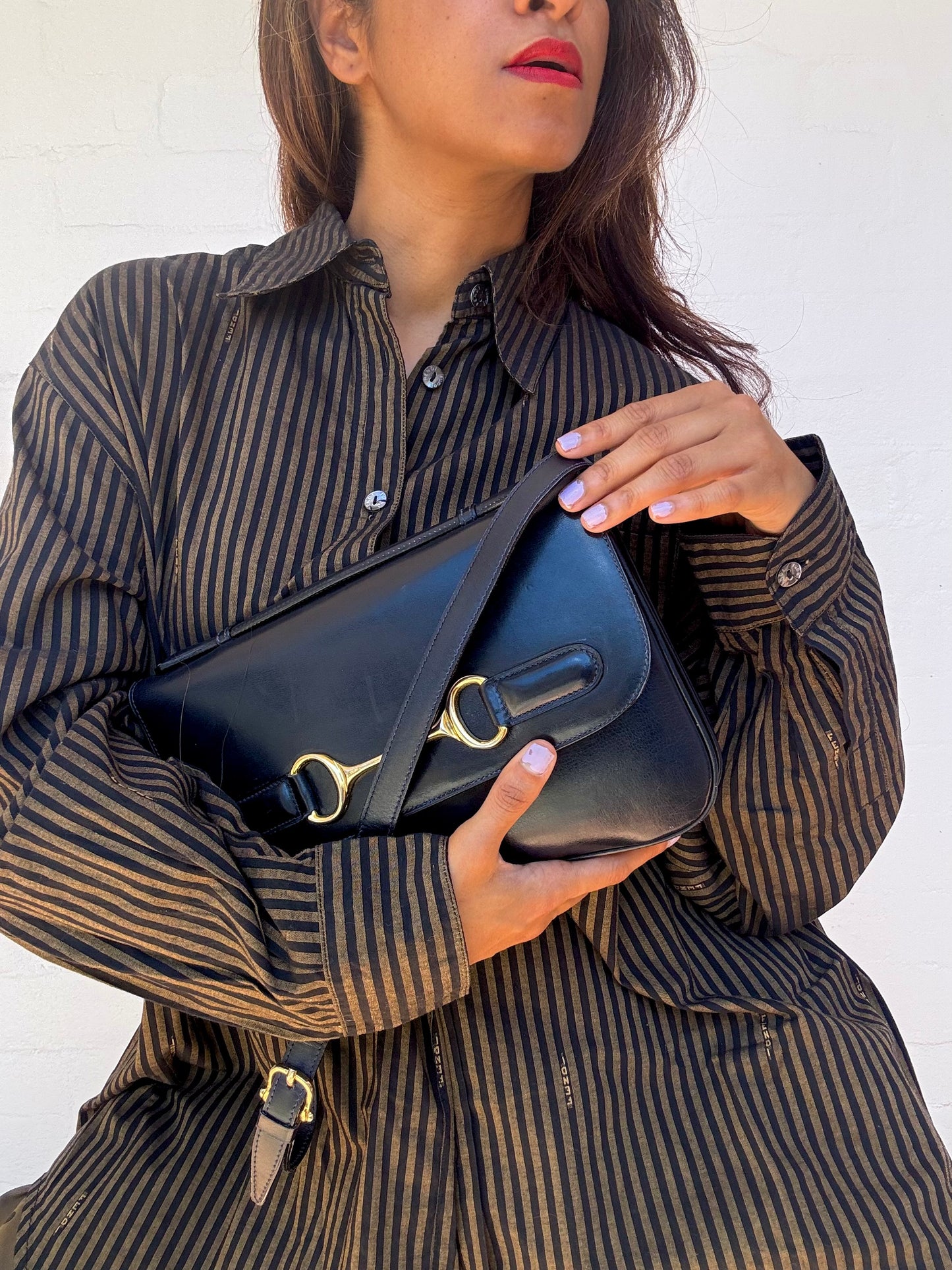 Vintage Céline Horsebit Leather Shoulder Bag