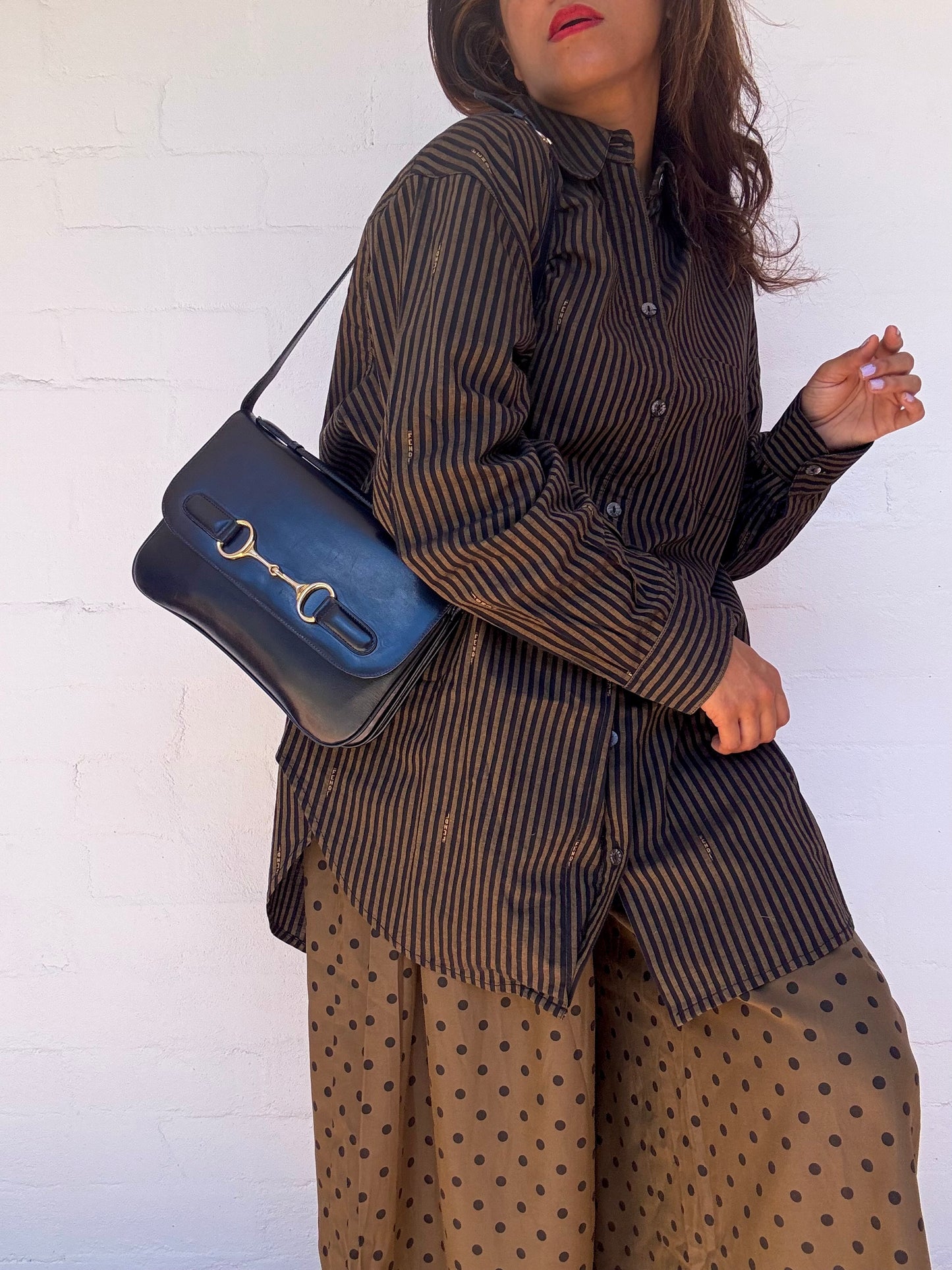 Vintage Céline Horsebit Leather Shoulder Bag