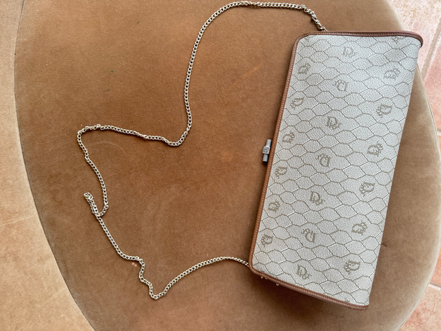 Authentic Vintage Dior Honeycomb Monogram Kisslock Clutch