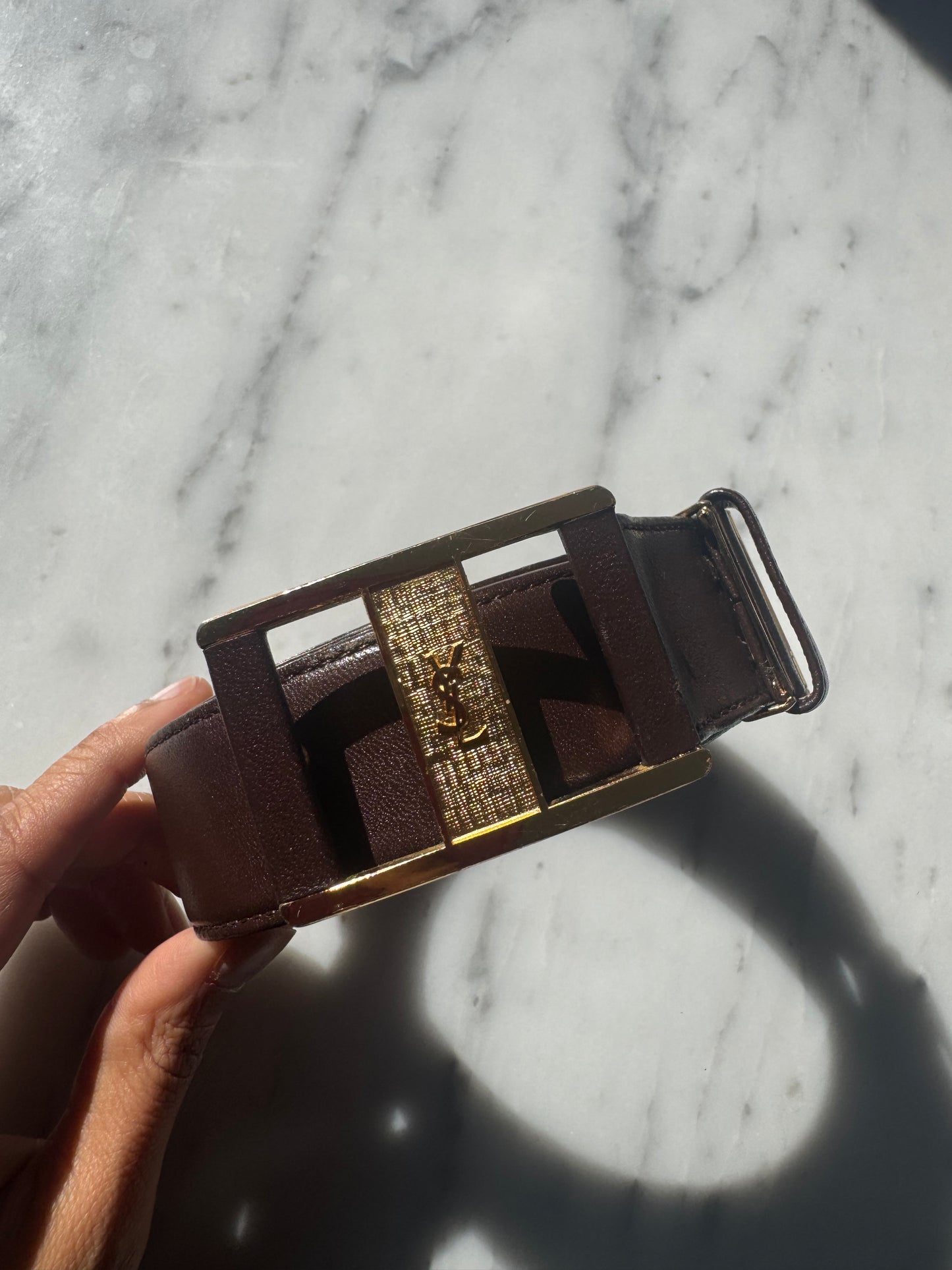 Rare Vintage YSL Brown Leather Belt – Iconic French Elegance