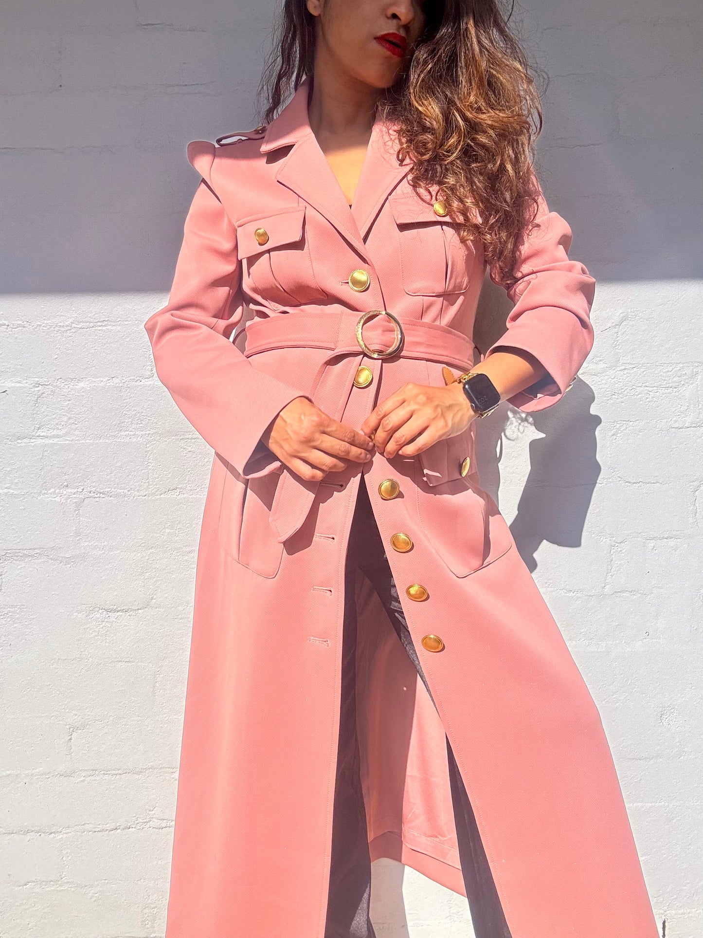 Long Spring Coat - Dusty Pink
