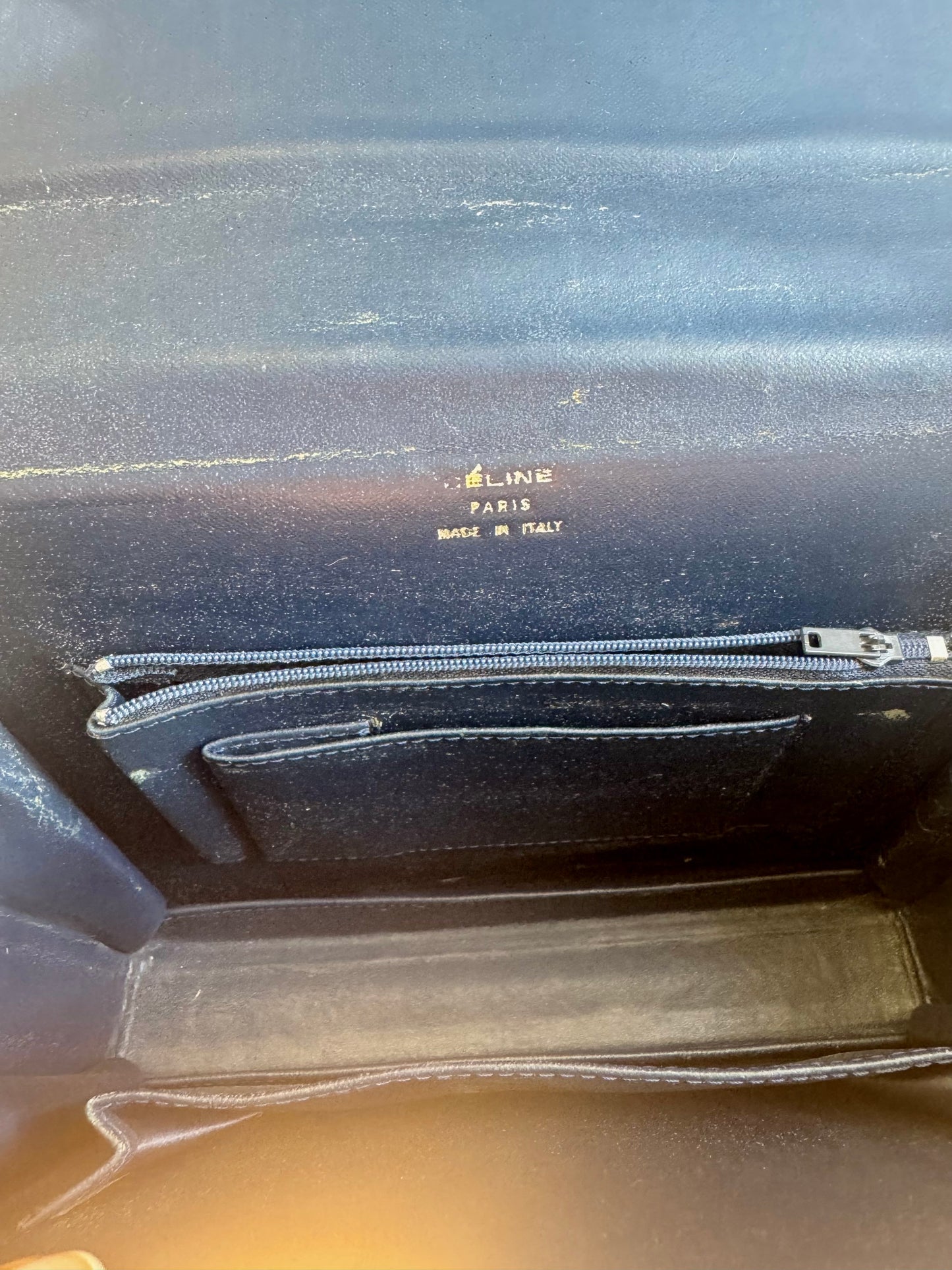 Rare Vintage Celine Leather Handbag - Navy