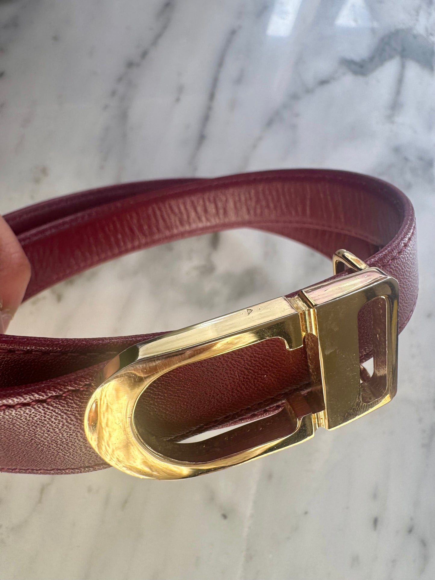 Vintage Christian Dior Bordeaux Leather Belt