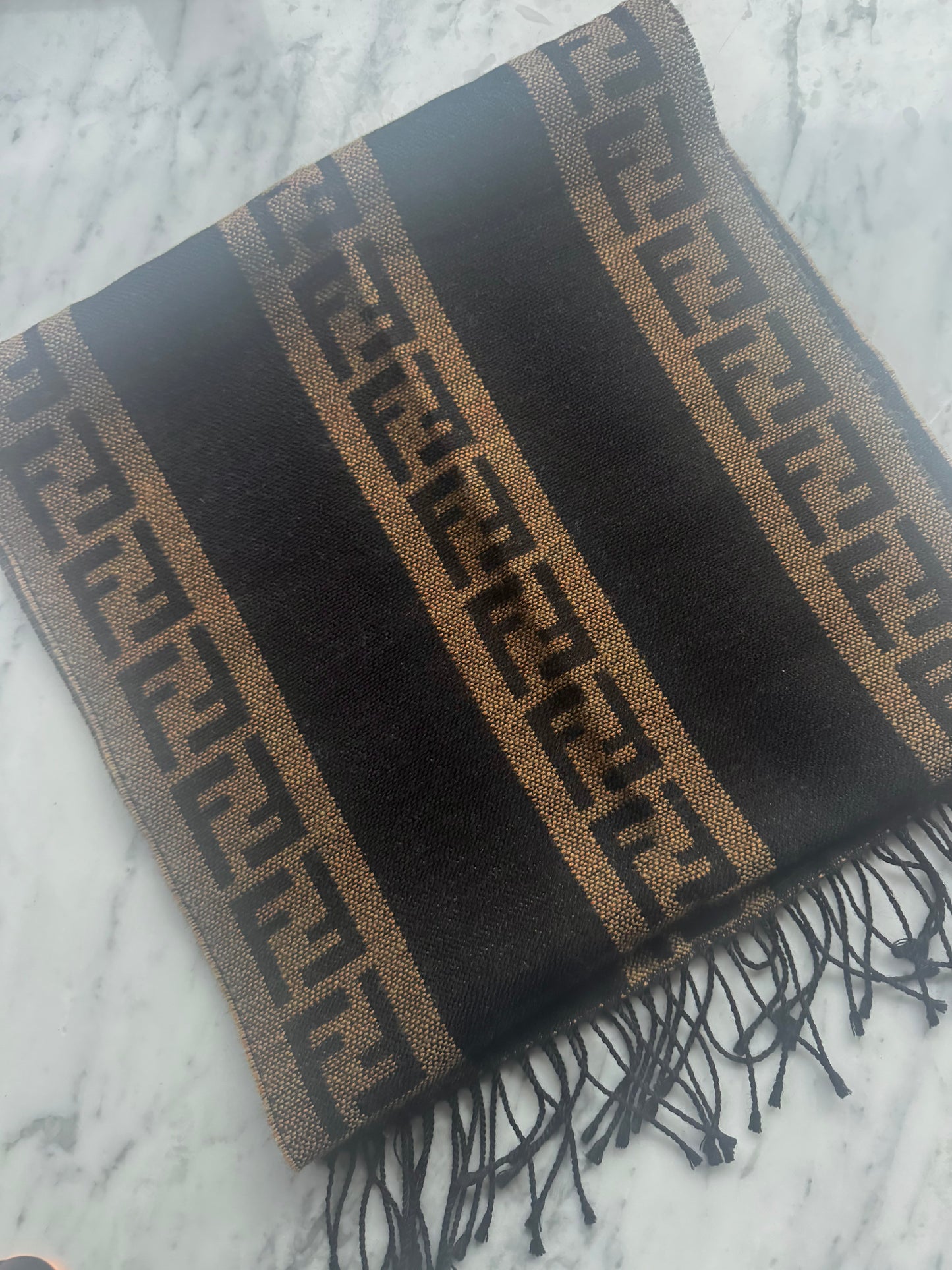 Vintage Fendi Wool Scarf - Black & Brown