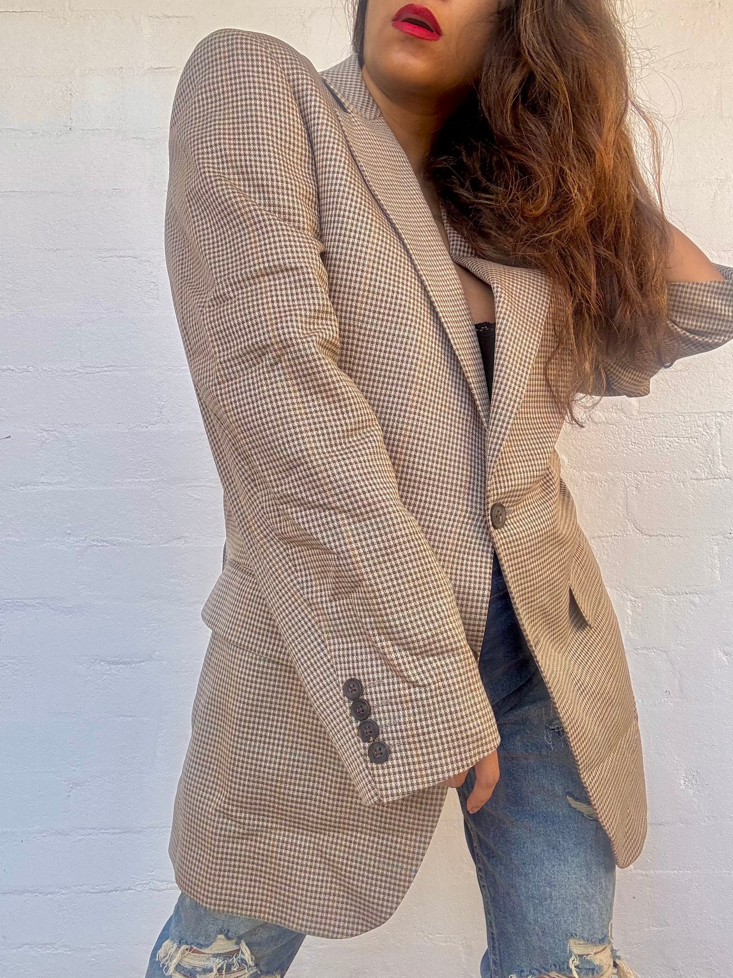 Vintage Burberry’s Silk & Wool Check Blazer