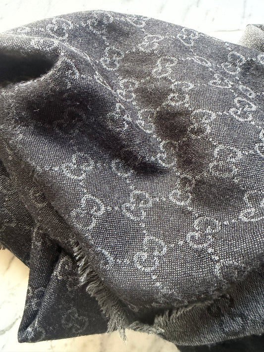 Gucci GG Monogram Silk & Wool Scarf