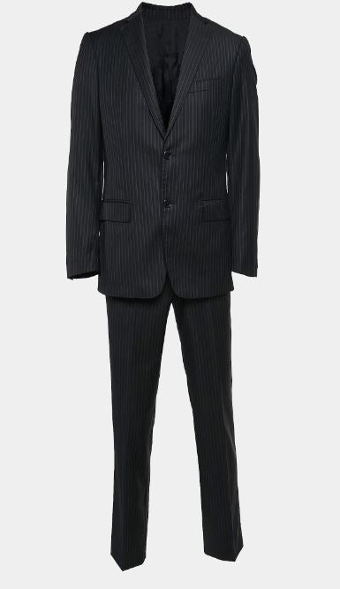 Versace Collection Navy Blue Pinstripe Wool Single Breasted Suit