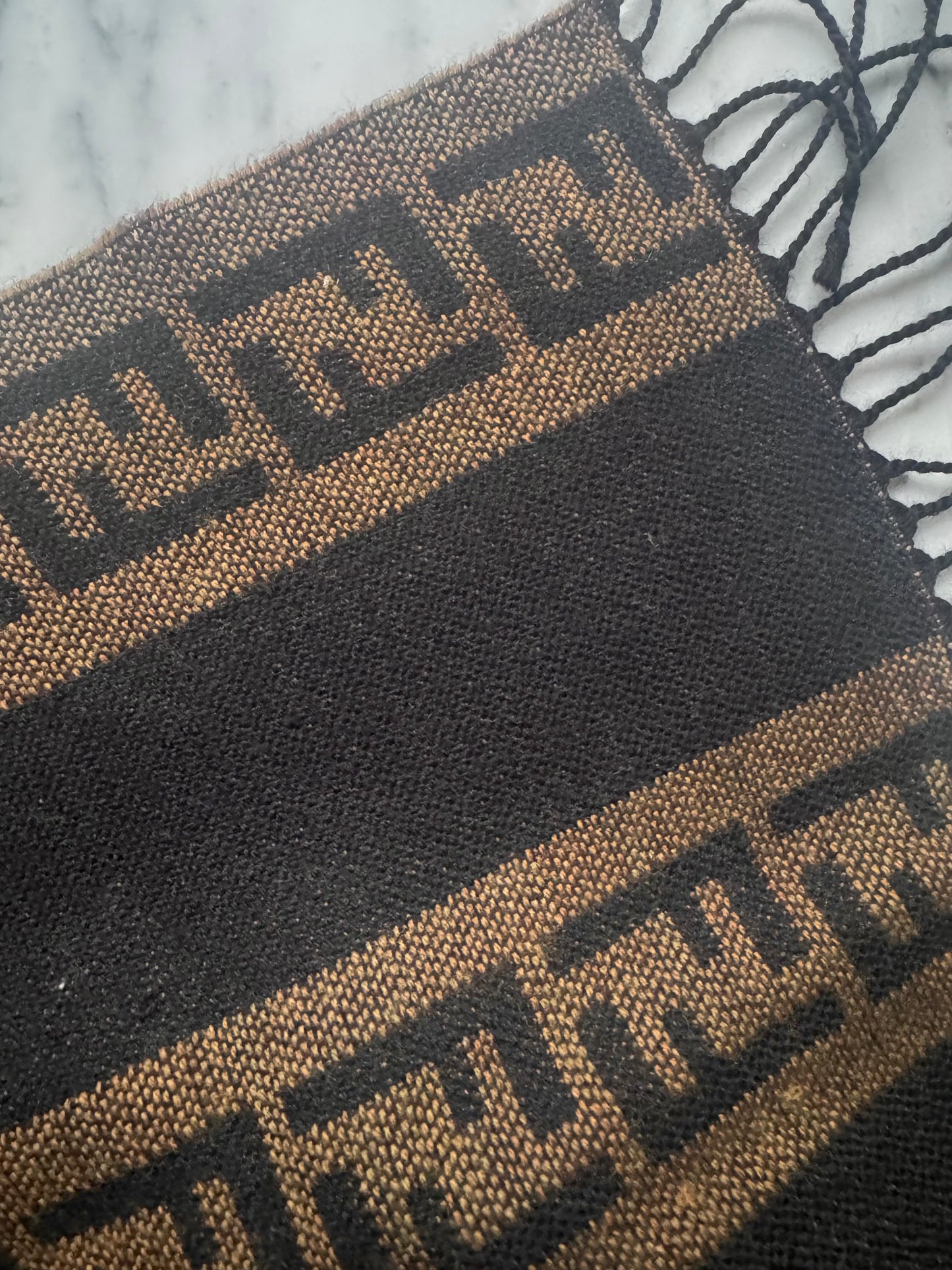 Vintage Fendi Wool Scarf - Black & Brown