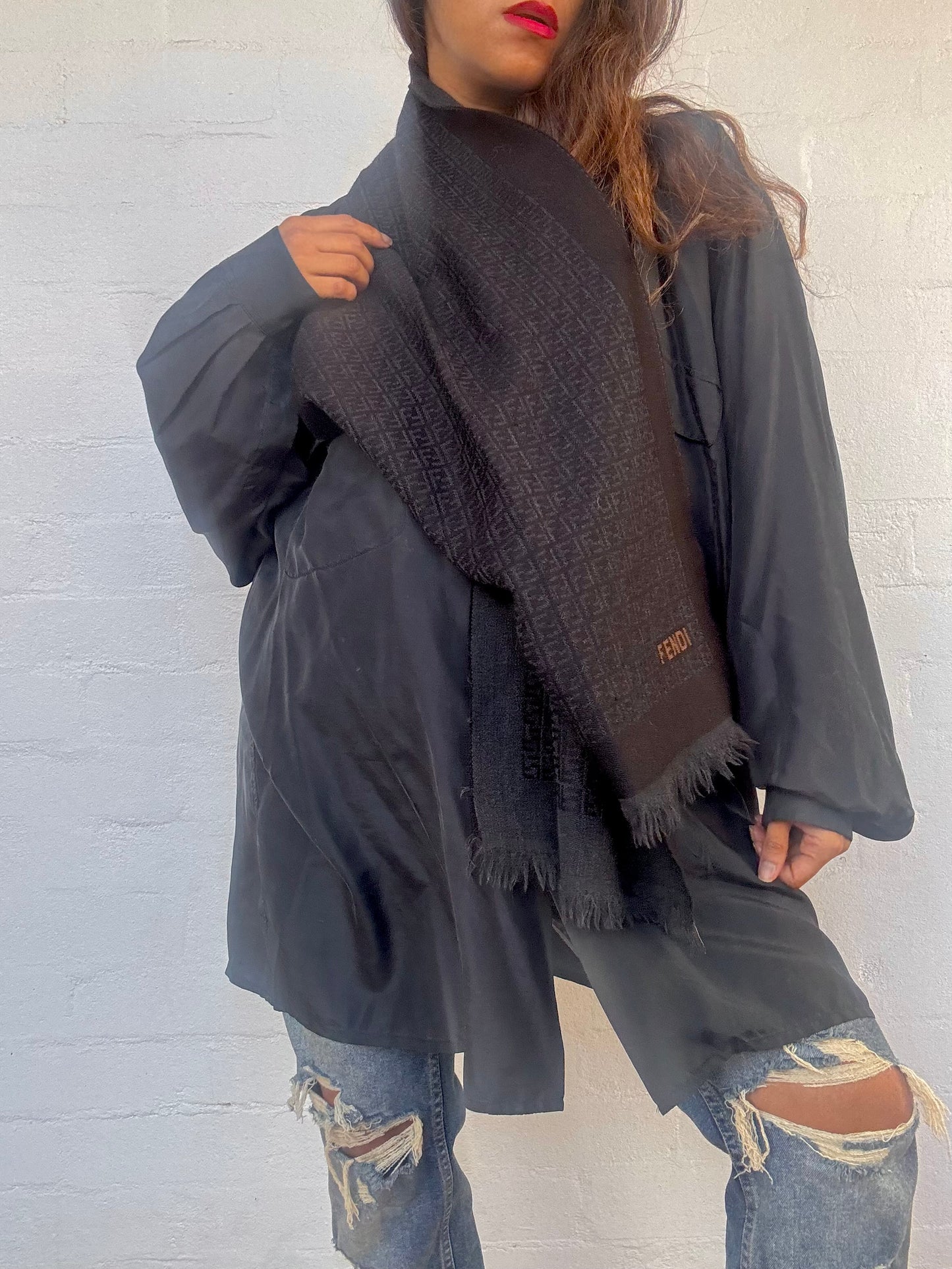 Vintage Fendi Wool Scarf - Zucca Print