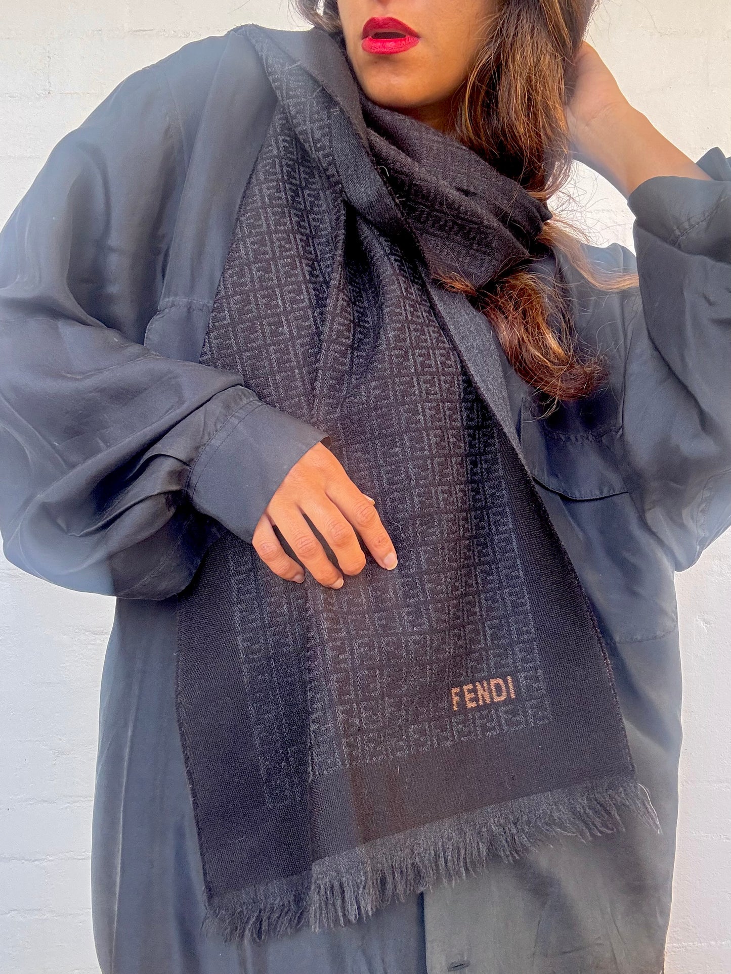 Vintage Fendi Wool Scarf - Zucca Print