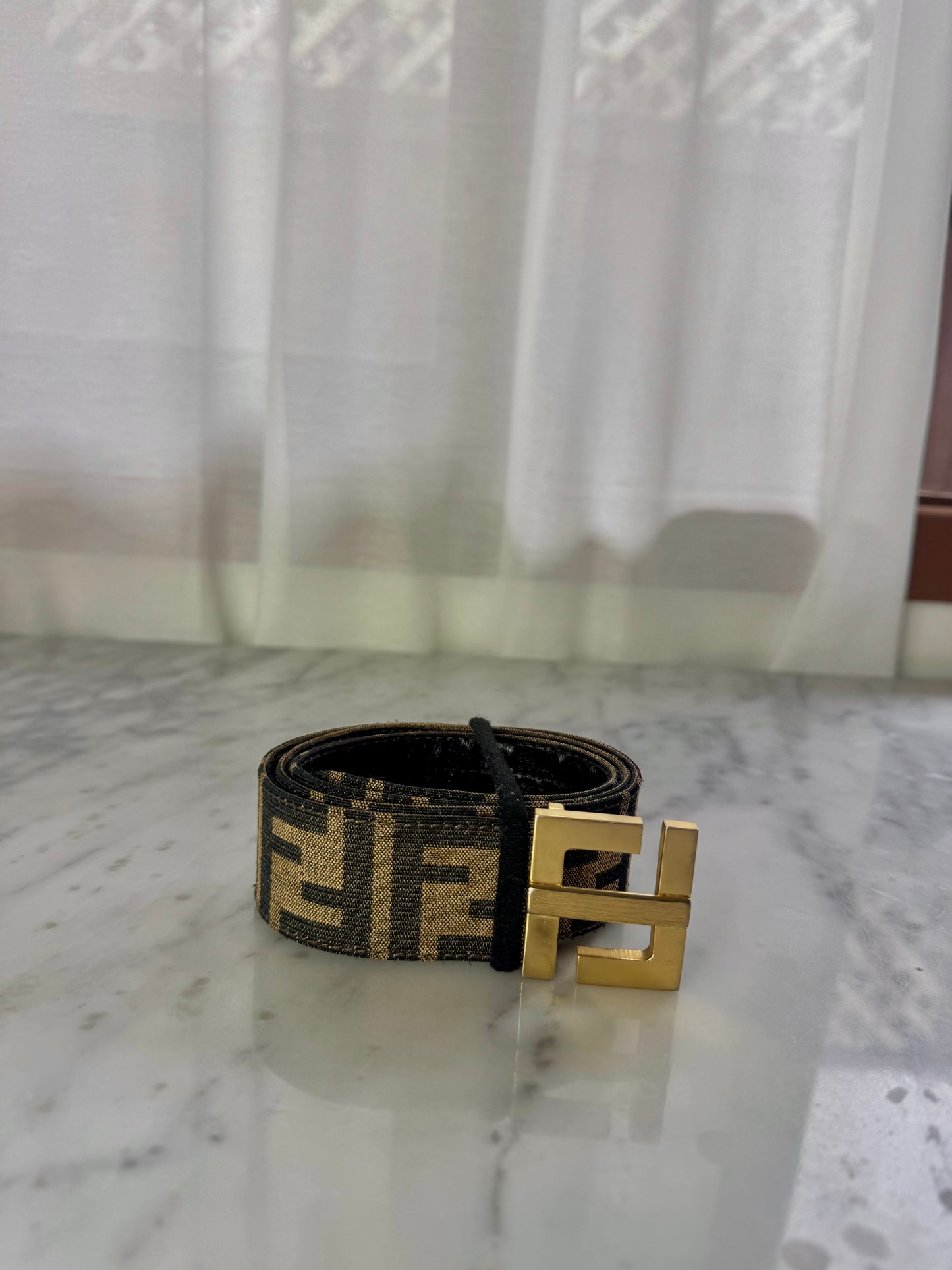 Fendi Vintage Zucca FF Clasp Belt Brown