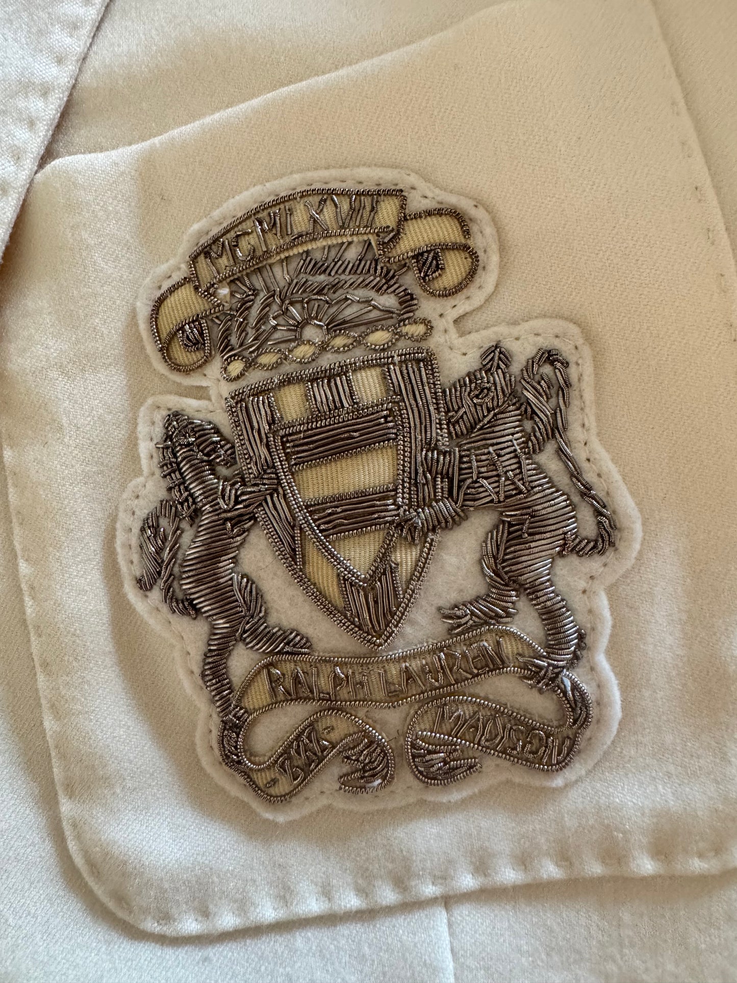 Vintage POLO RALPH LAUREN Embroidered Cream Crest Blazer